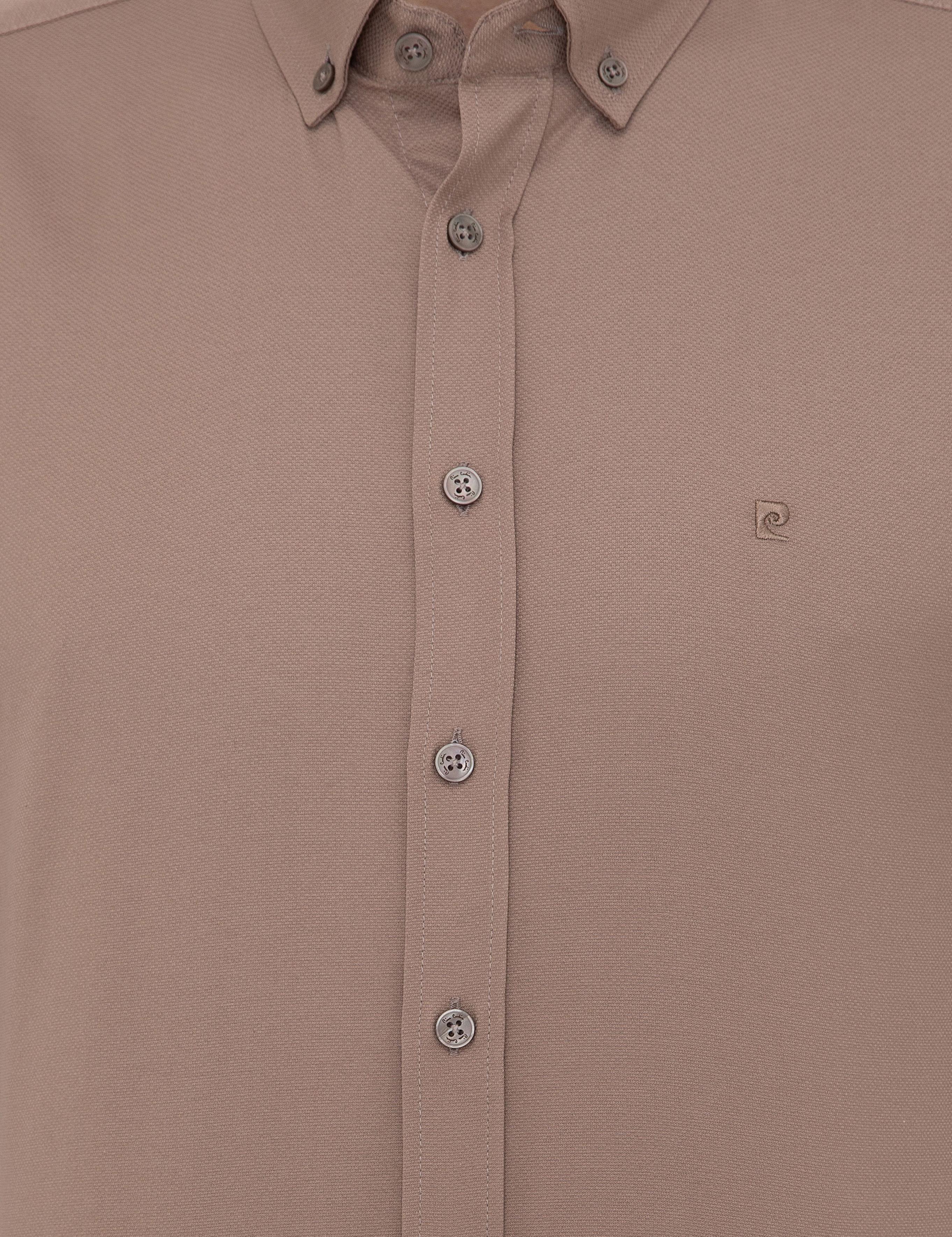 Açık Kahverengi Slim Fit Uzun Kollu Gömlek