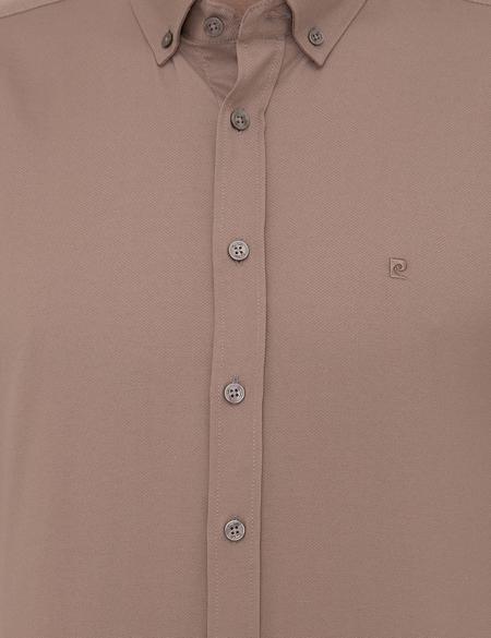Açık Kahverengi Slim Fit Uzun Kollu Gömlek - 50247983095