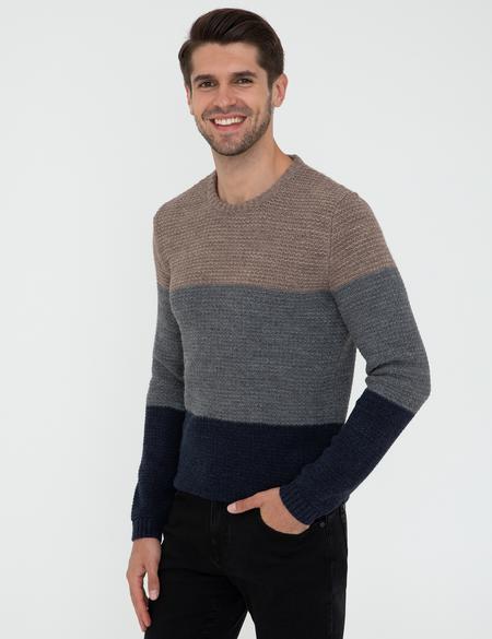 Lacivert Slim Fit Bisiklet Yaka Triko Kazak - 50241435021