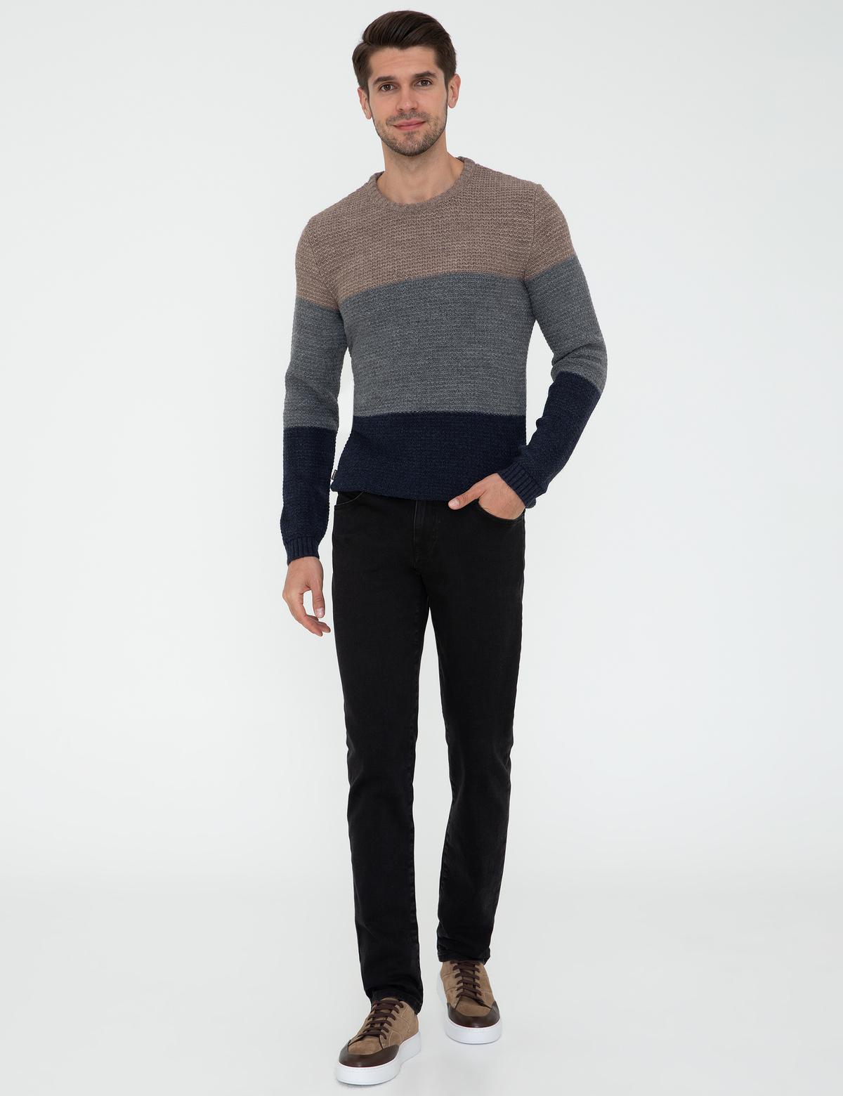 Lacivert Slim Fit Bisiklet Yaka Triko Kazak - 50241435021