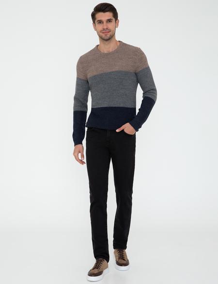 Lacivert Slim Fit Bisiklet Yaka Triko Kazak - 50241435021