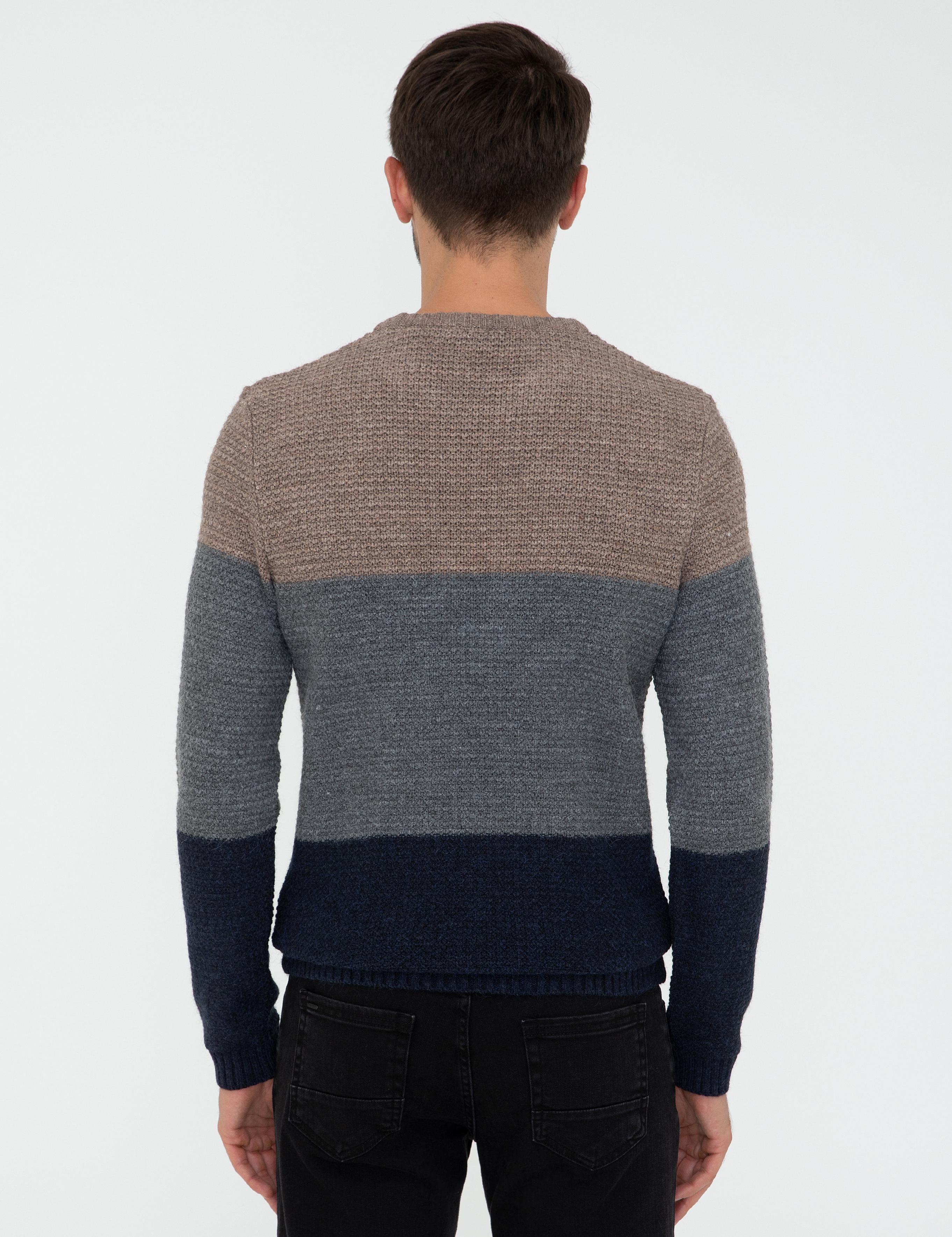 Lacivert Slim Fit Bisiklet Yaka Triko Kazak
