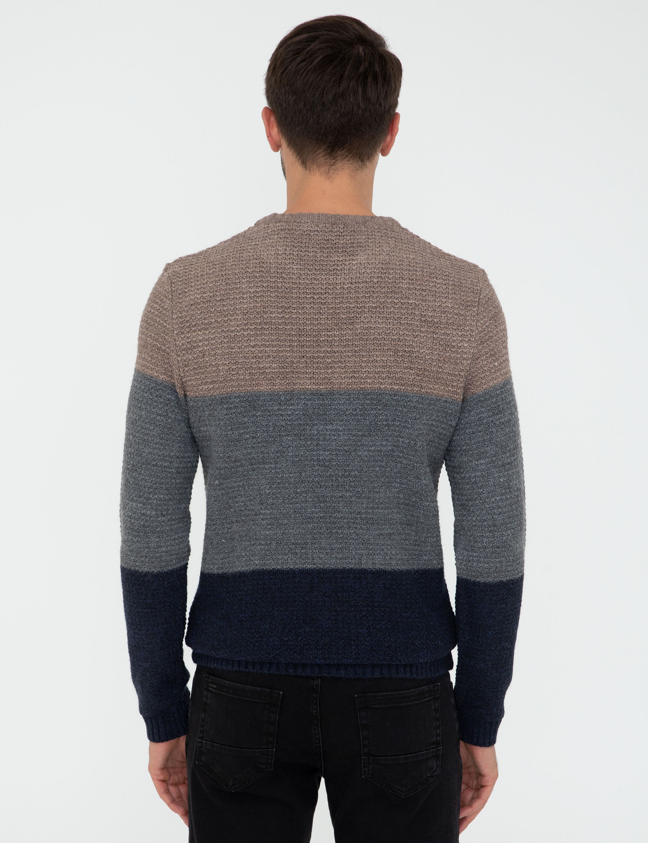 Lacivert Slim Fit Bisiklet Yaka Triko Kazak - Image 4