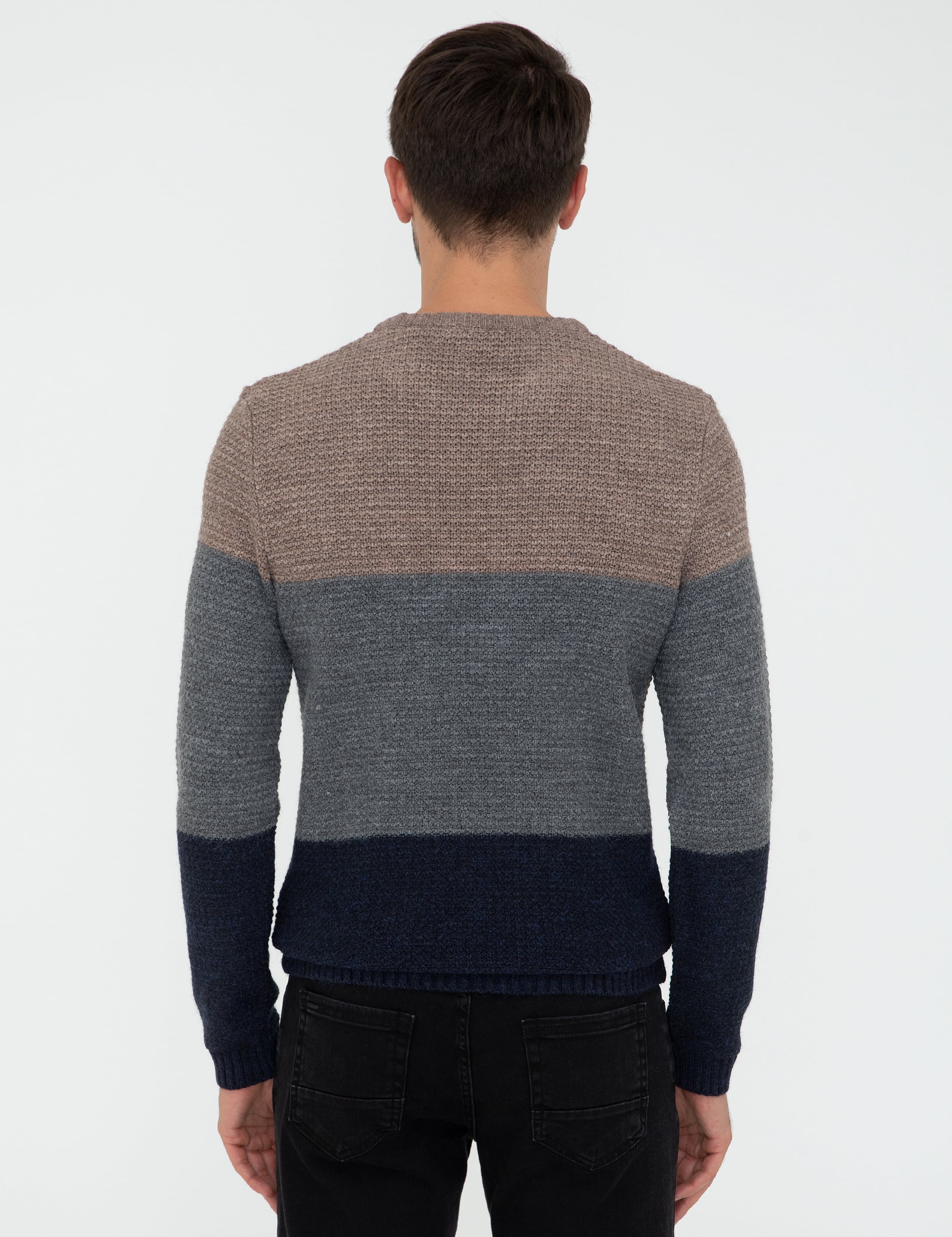 Lacivert Slim Fit Bisiklet Yaka Triko Kazak