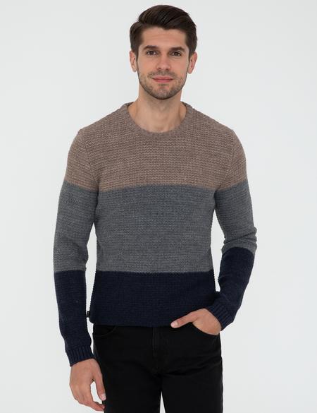 Lacivert Slim Fit Bisiklet Yaka Triko Kazak - 50241435021