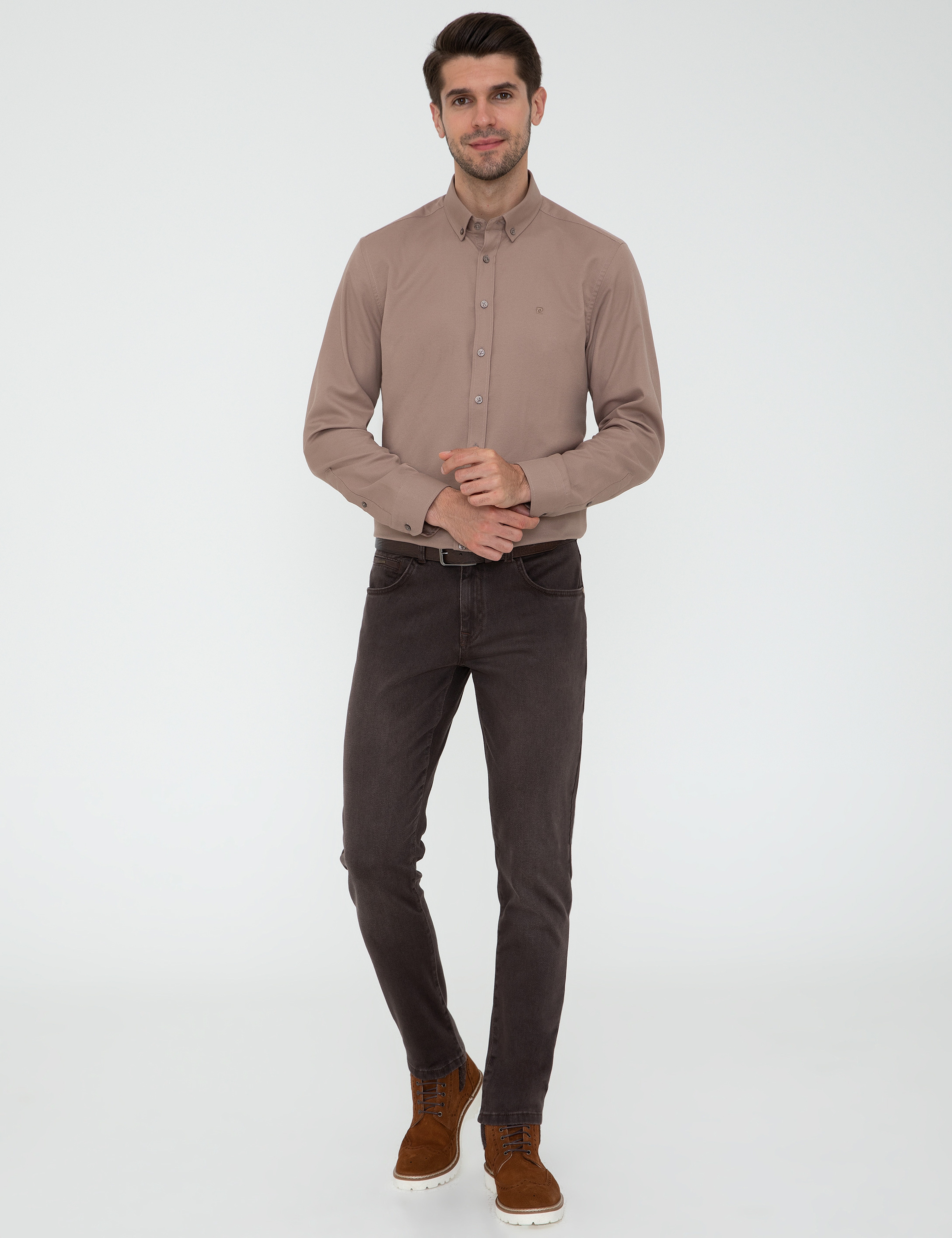 Kahverengi Slim Fit Jean Pantolon - Image 1