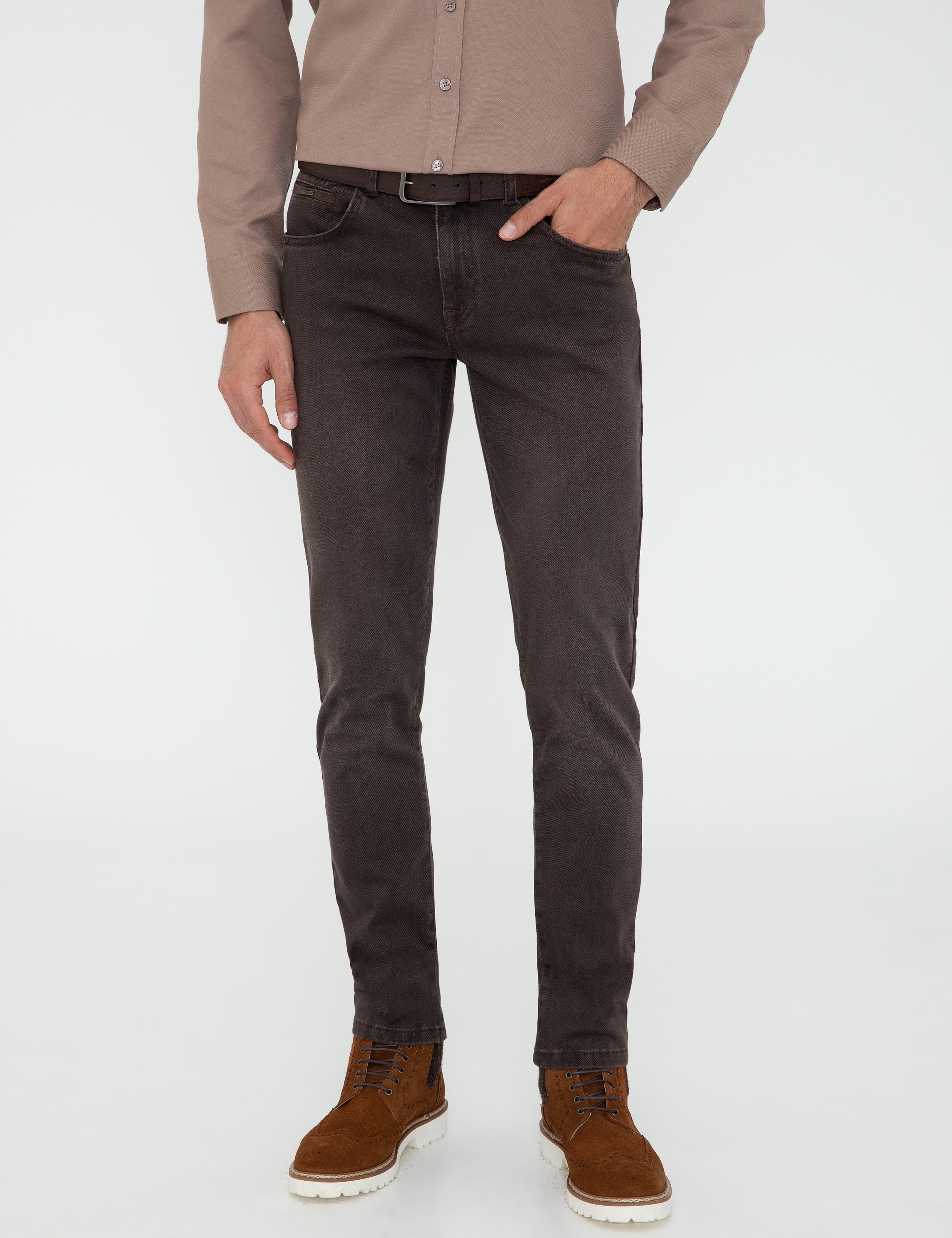 Kahverengi Slim Fit Jean Pantolon