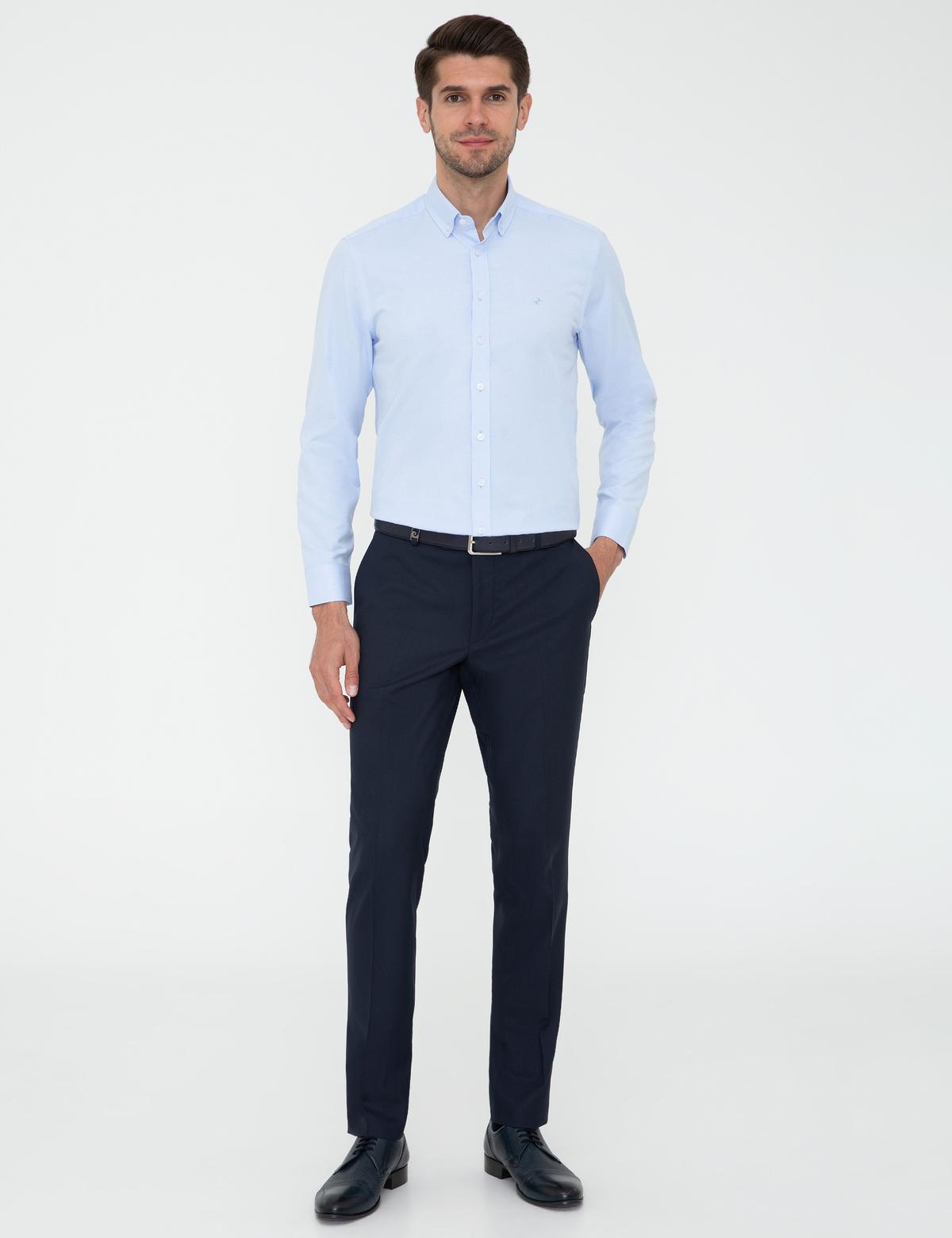 Açık Mavi Slim Fit Oxford Gömlek - 50247983001