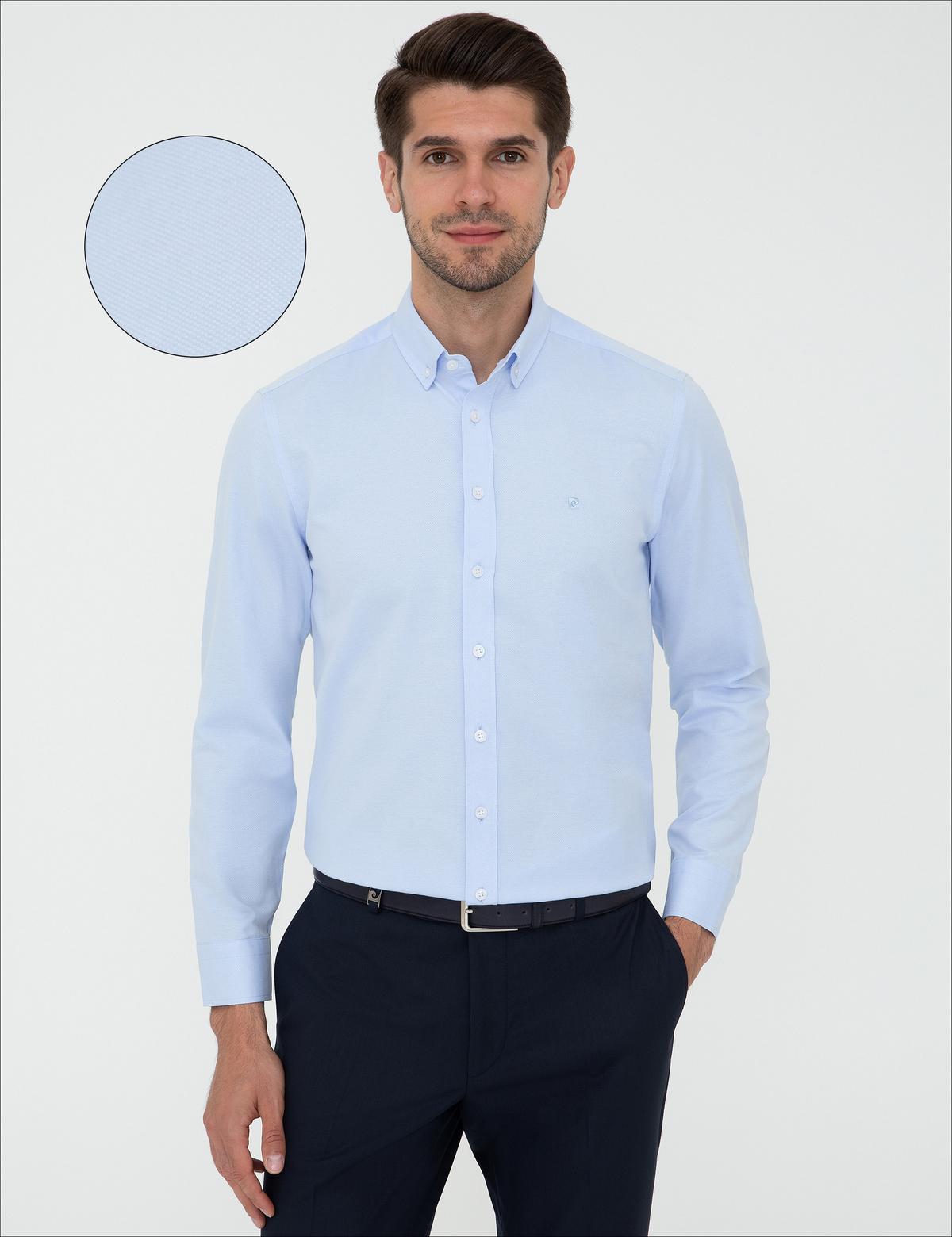 Açık Mavi Slim Fit Oxford Gömlek