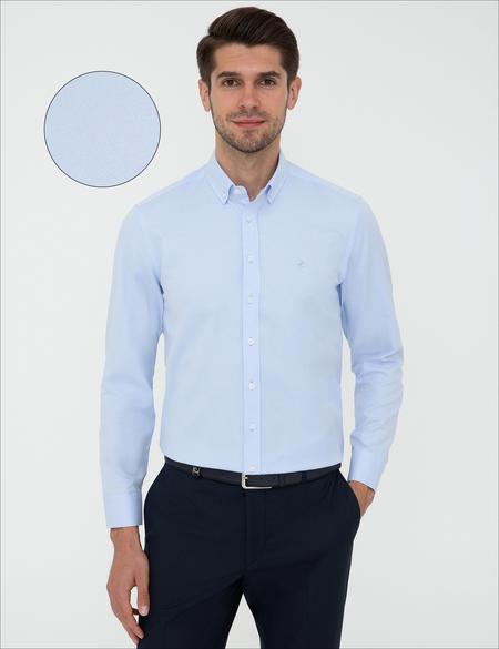 Açık Mavi Slim Fit Oxford Gömlek - 50247983001