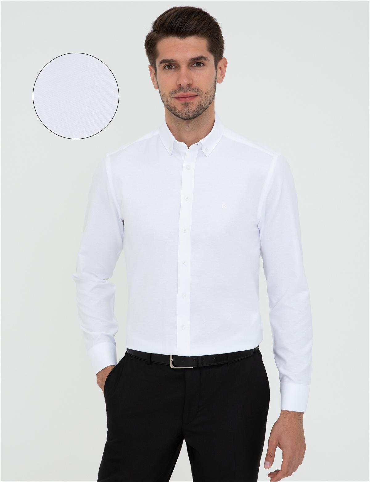 Beyaz Slim Fit Oxford Gömlek