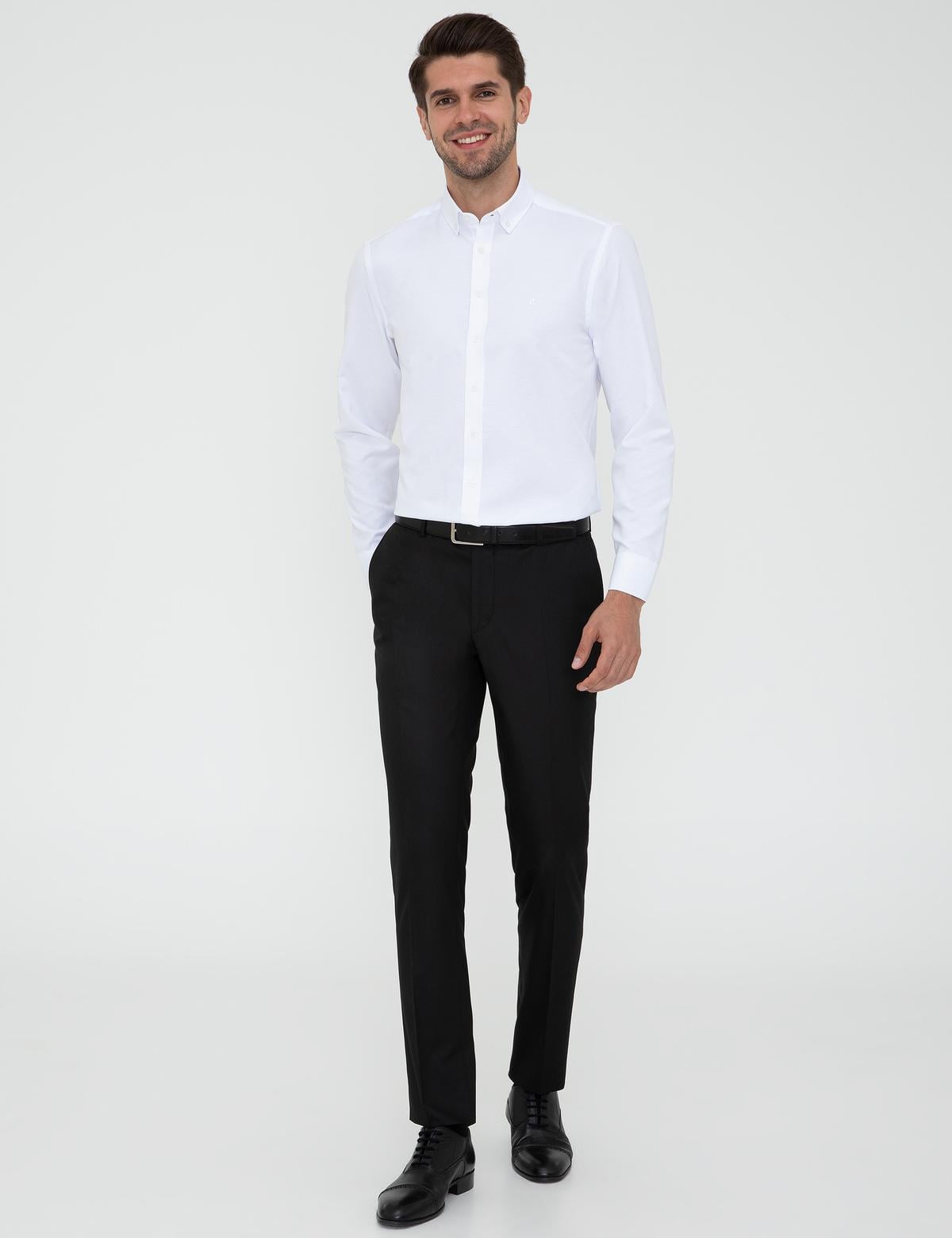 Beyaz Slim Fit Oxford Gömlek - 50247983019