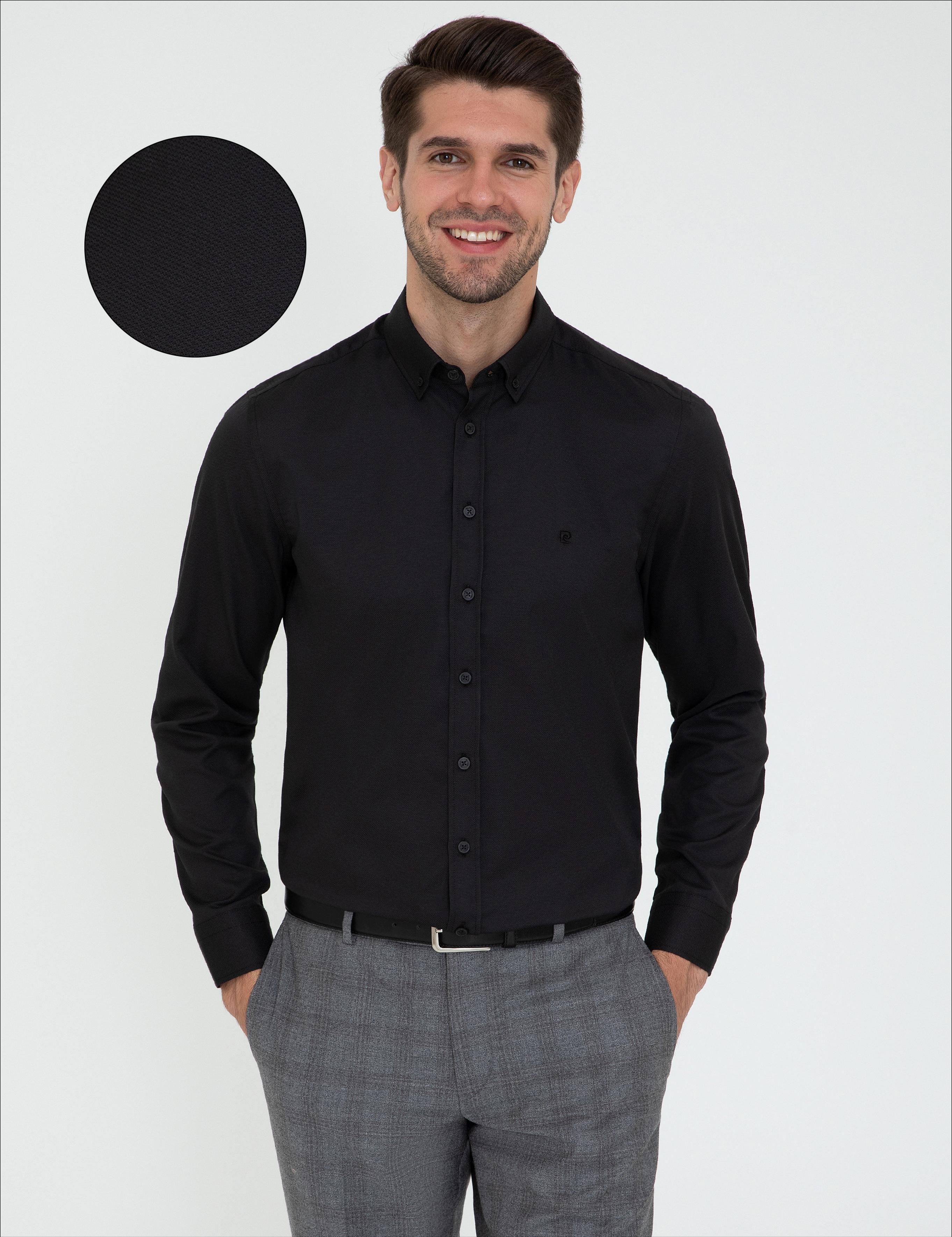 Siyah Slim Fit Oxford Gömlek