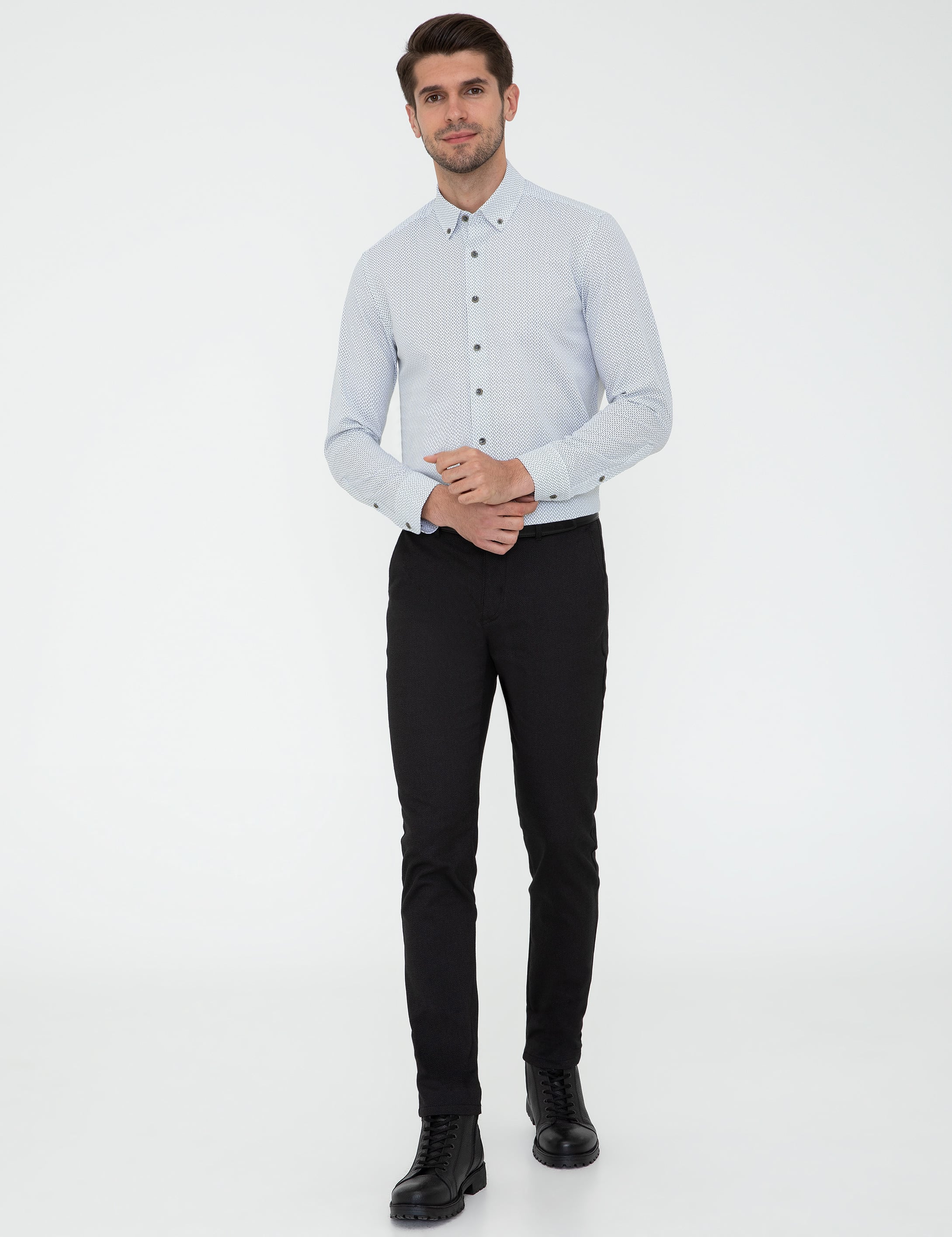 Haki Slim Fit Uzun Kollu Gömlek