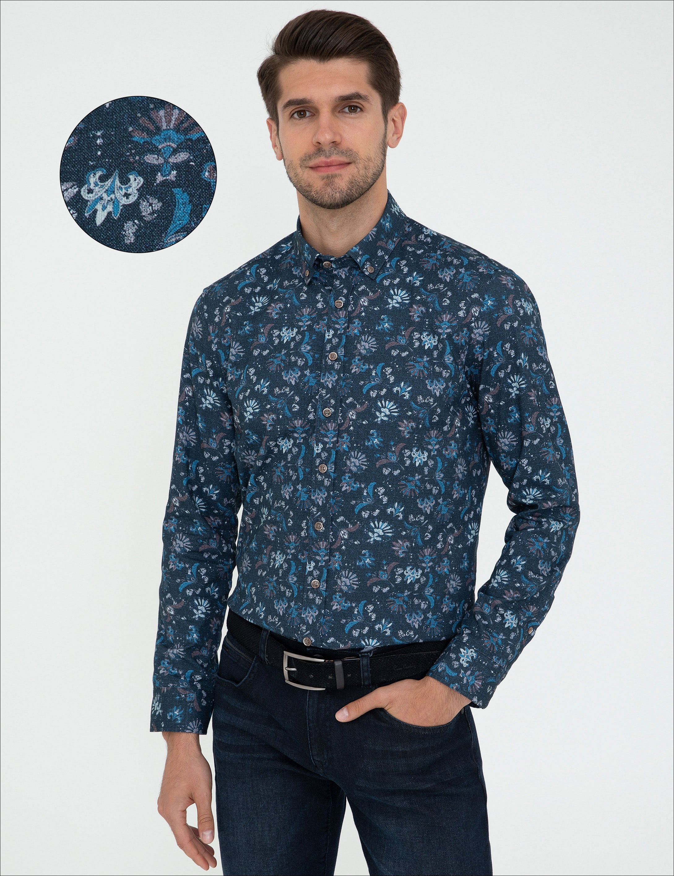 İndigo Regular Fit Uzun Kollu Gömlek - Image 1