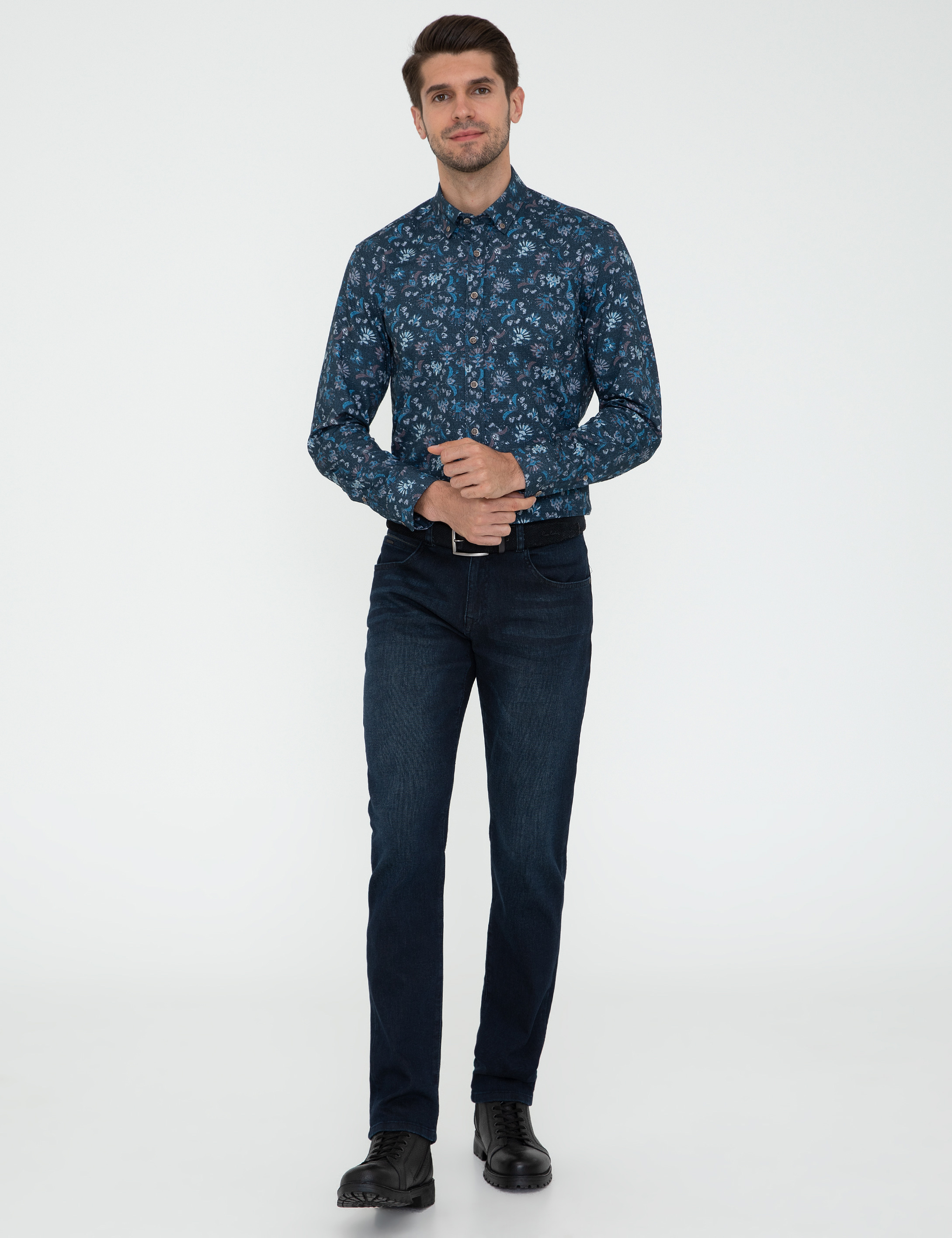 İndigo Regular Fit Uzun Kollu Gömlek - Image 4