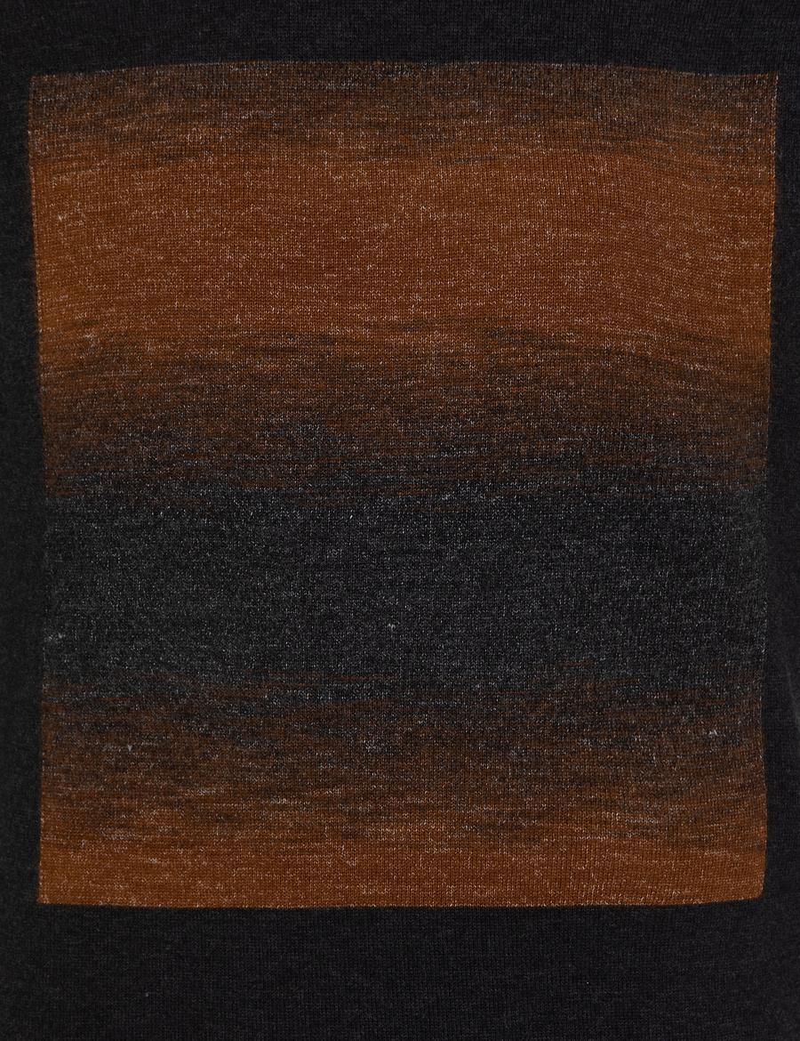 Antrasit Melanj Slim Fit Bisiklet Yaka Triko Kazak