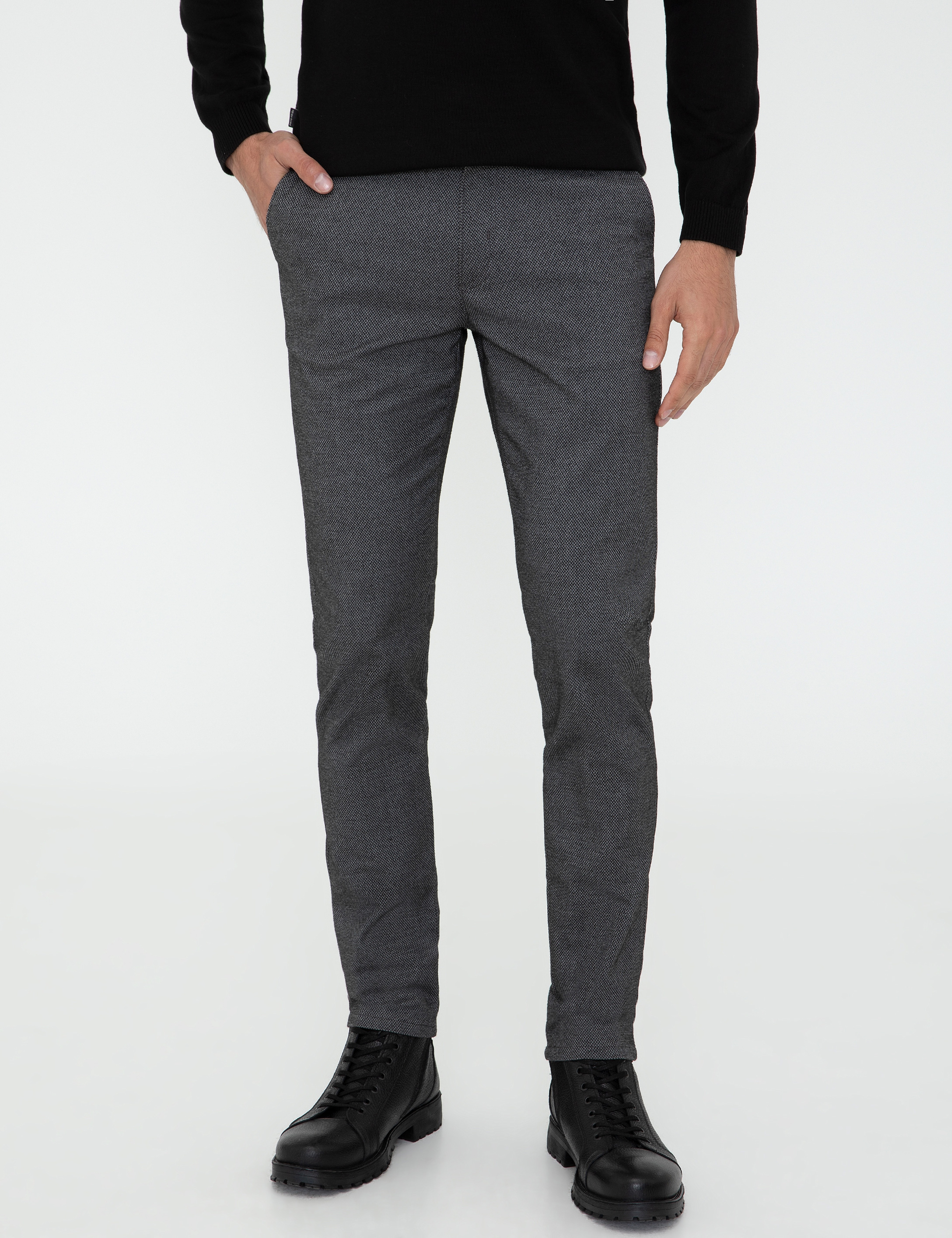 Antrasit Slim Fit Kanvas Pantolon - Image 2