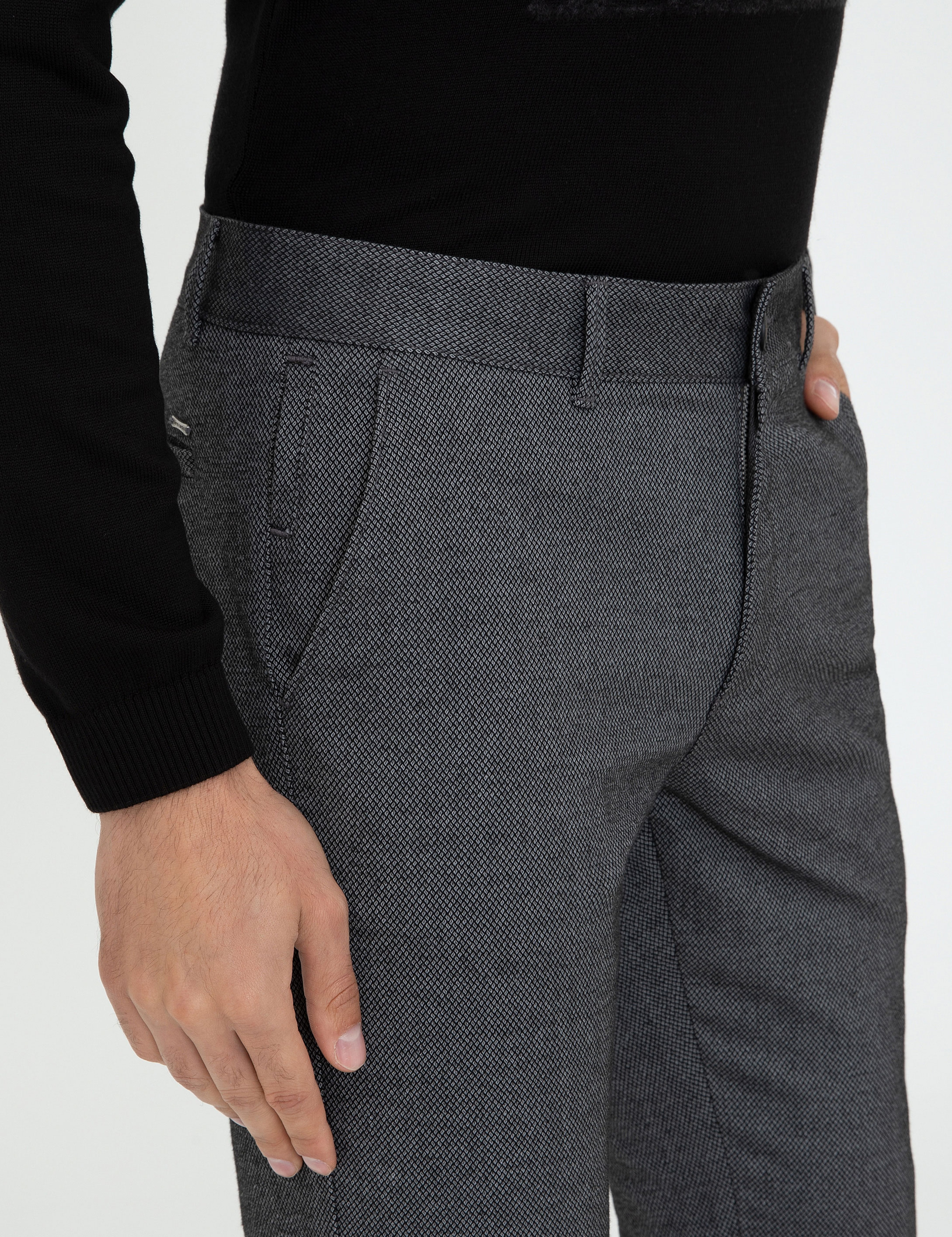 Antrasit Slim Fit Kanvas Pantolon - Image 4