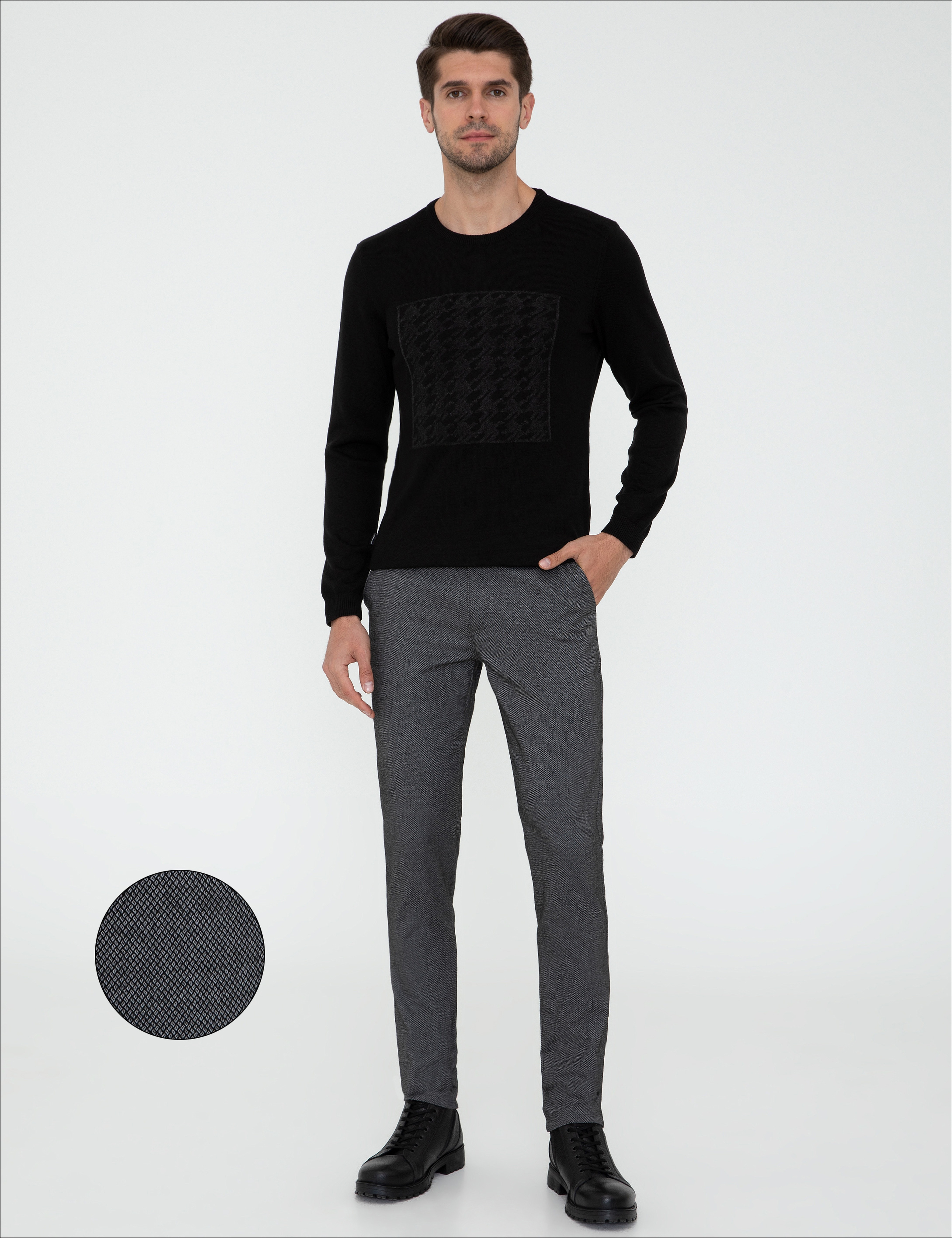Antrasit Slim Fit Kanvas Pantolon