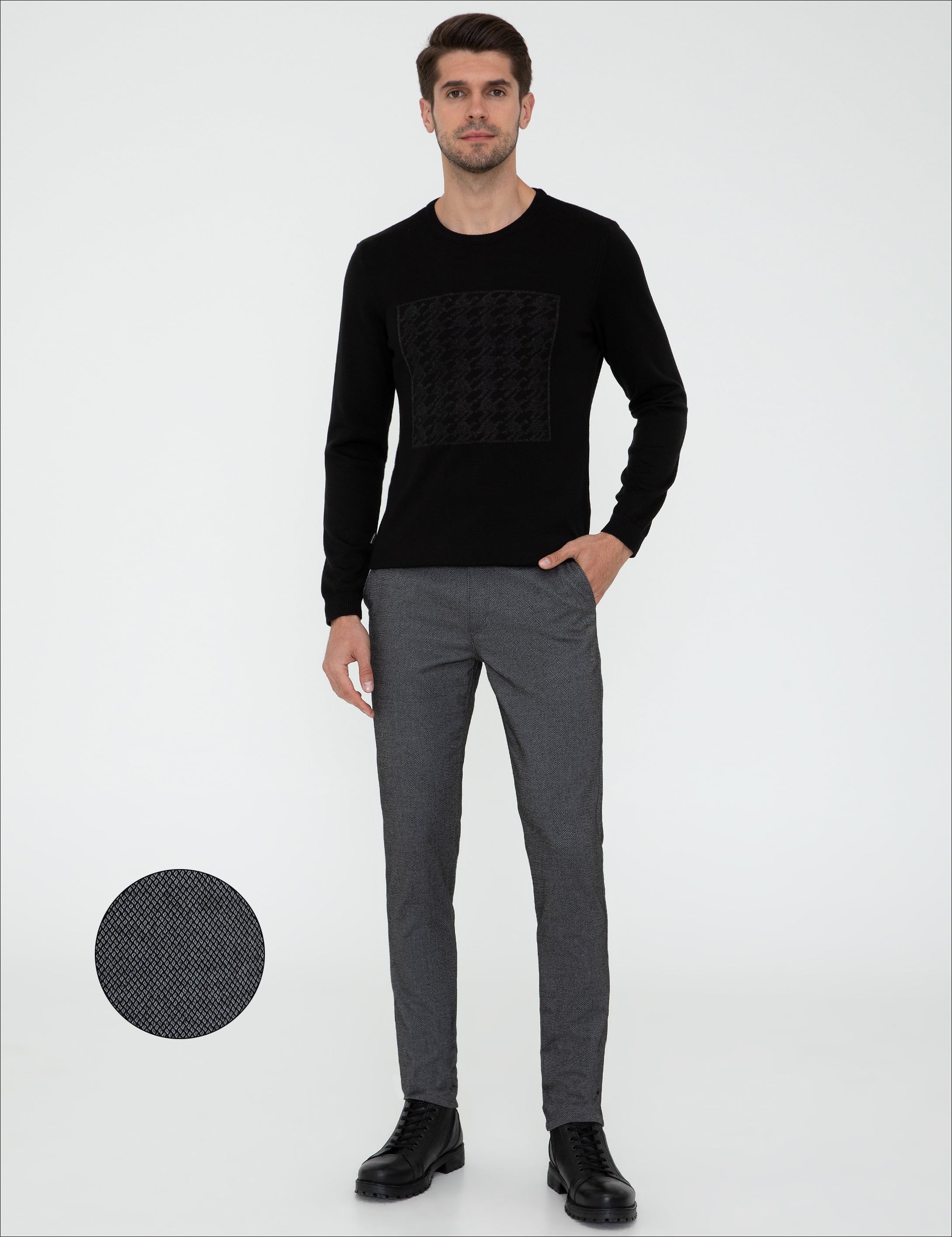 Antrasit Slim Fit Kanvas Pantolon