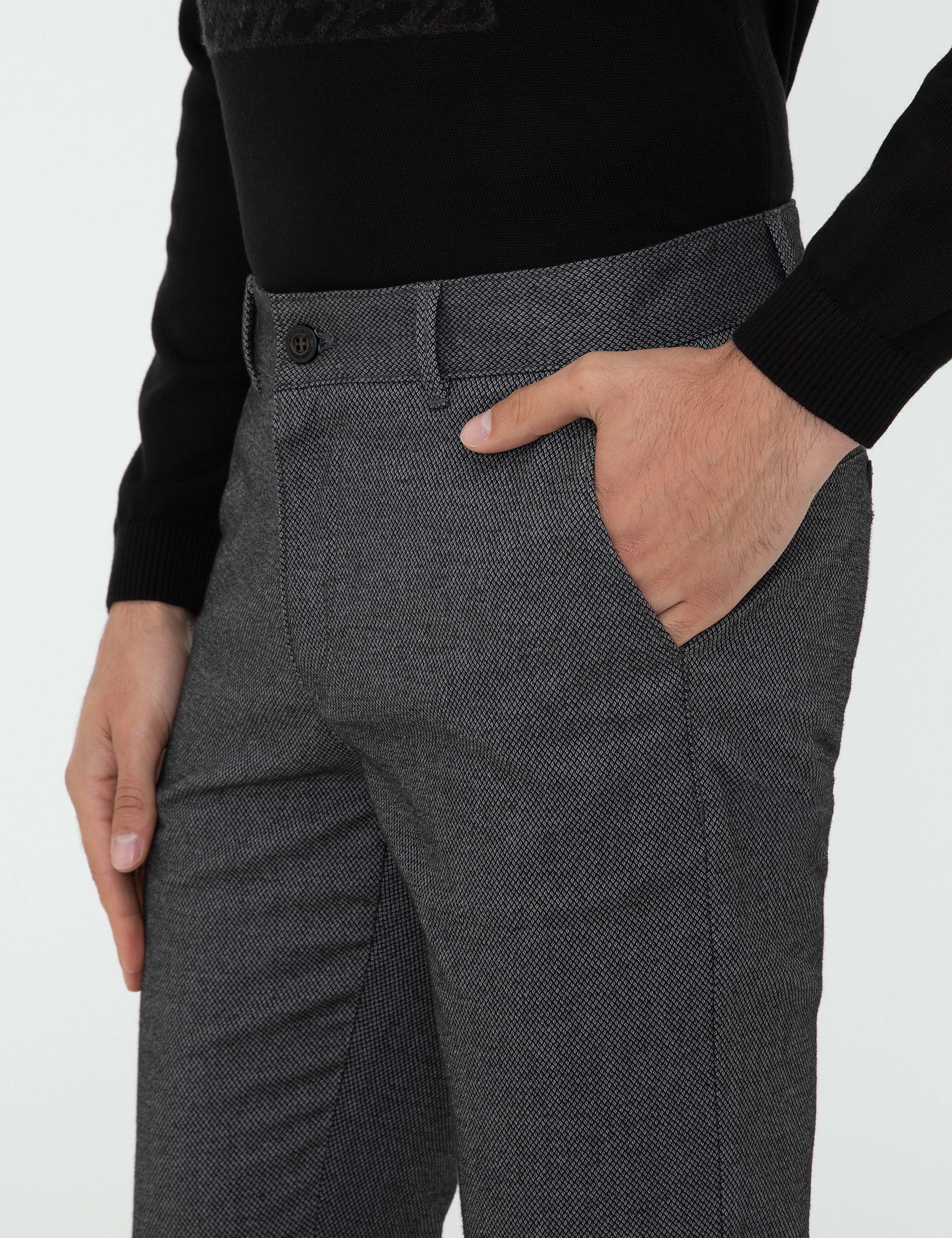 Antrasit Slim Fit Kanvas Pantolon - Image 5