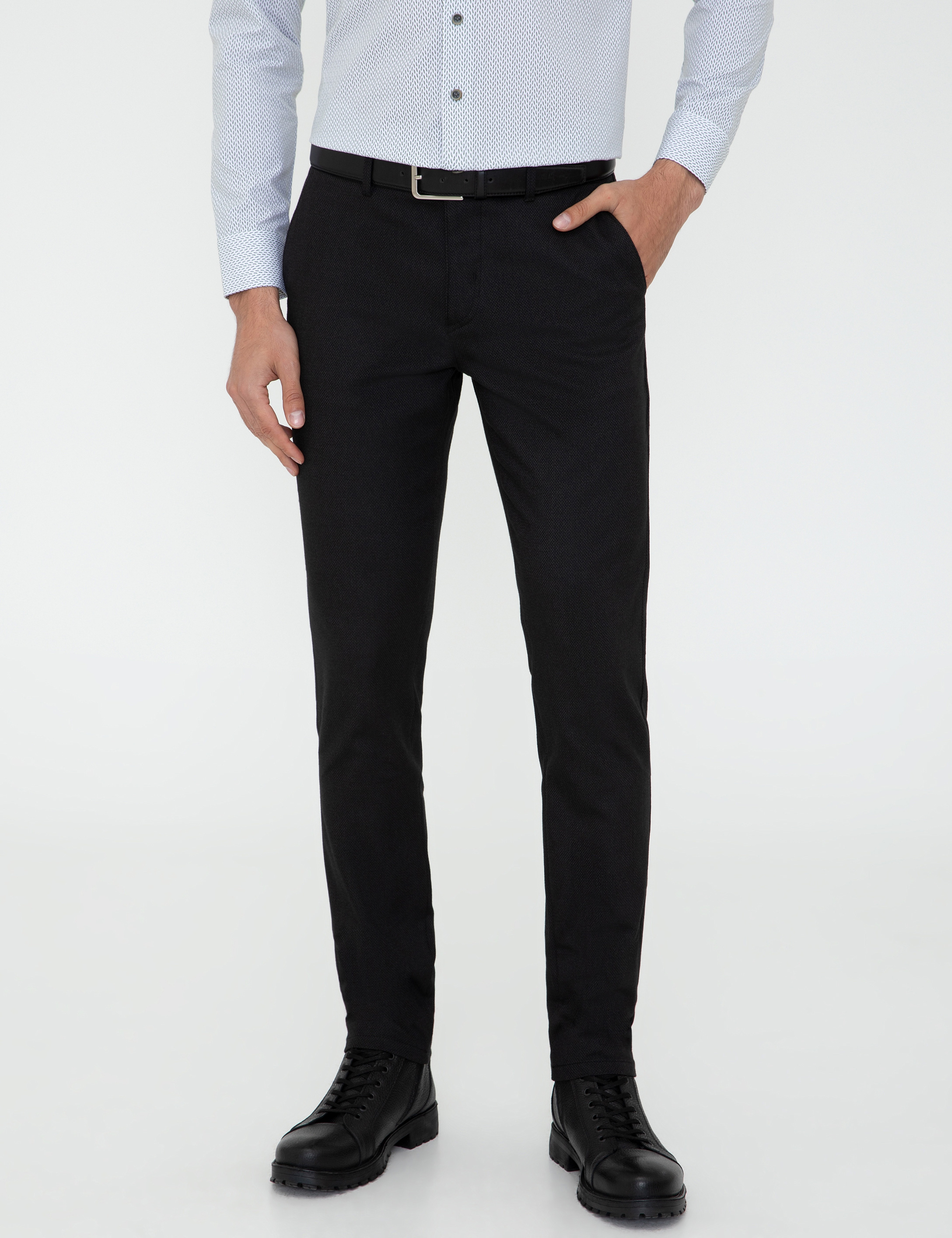 Siyah Slim Fit Kanvas Pantolon