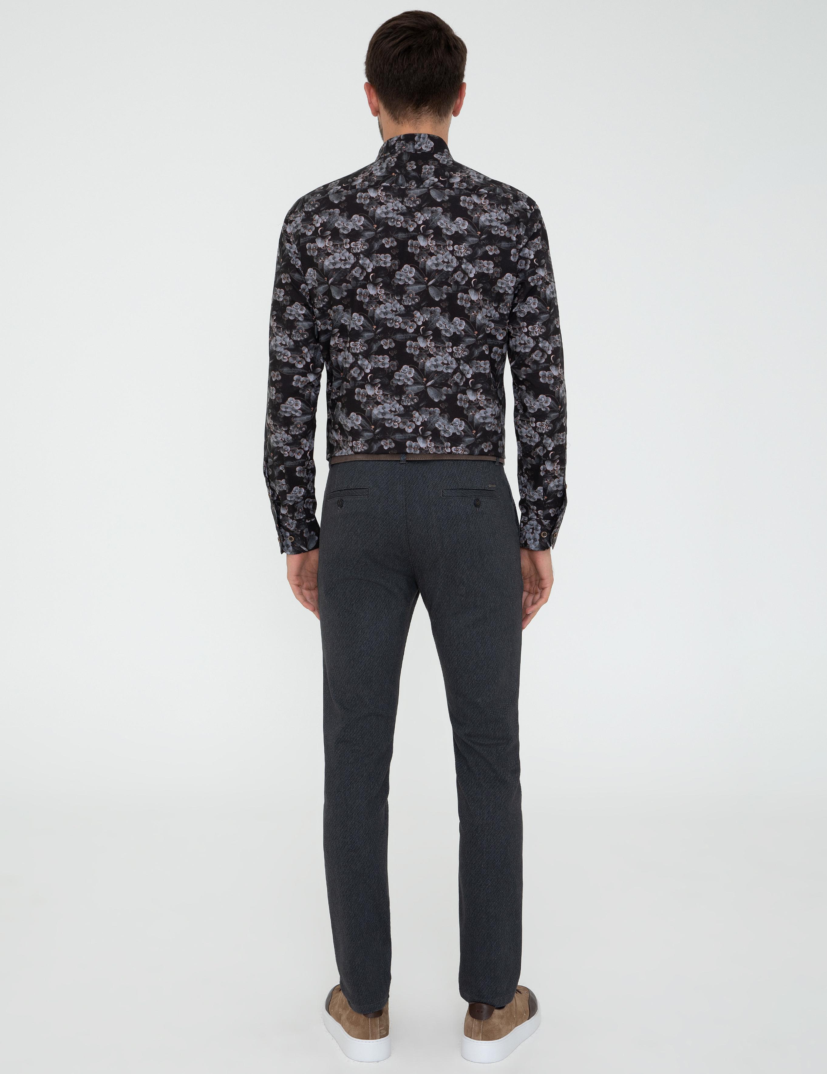 Lacivert Slim Fit Kanvas Pantolon