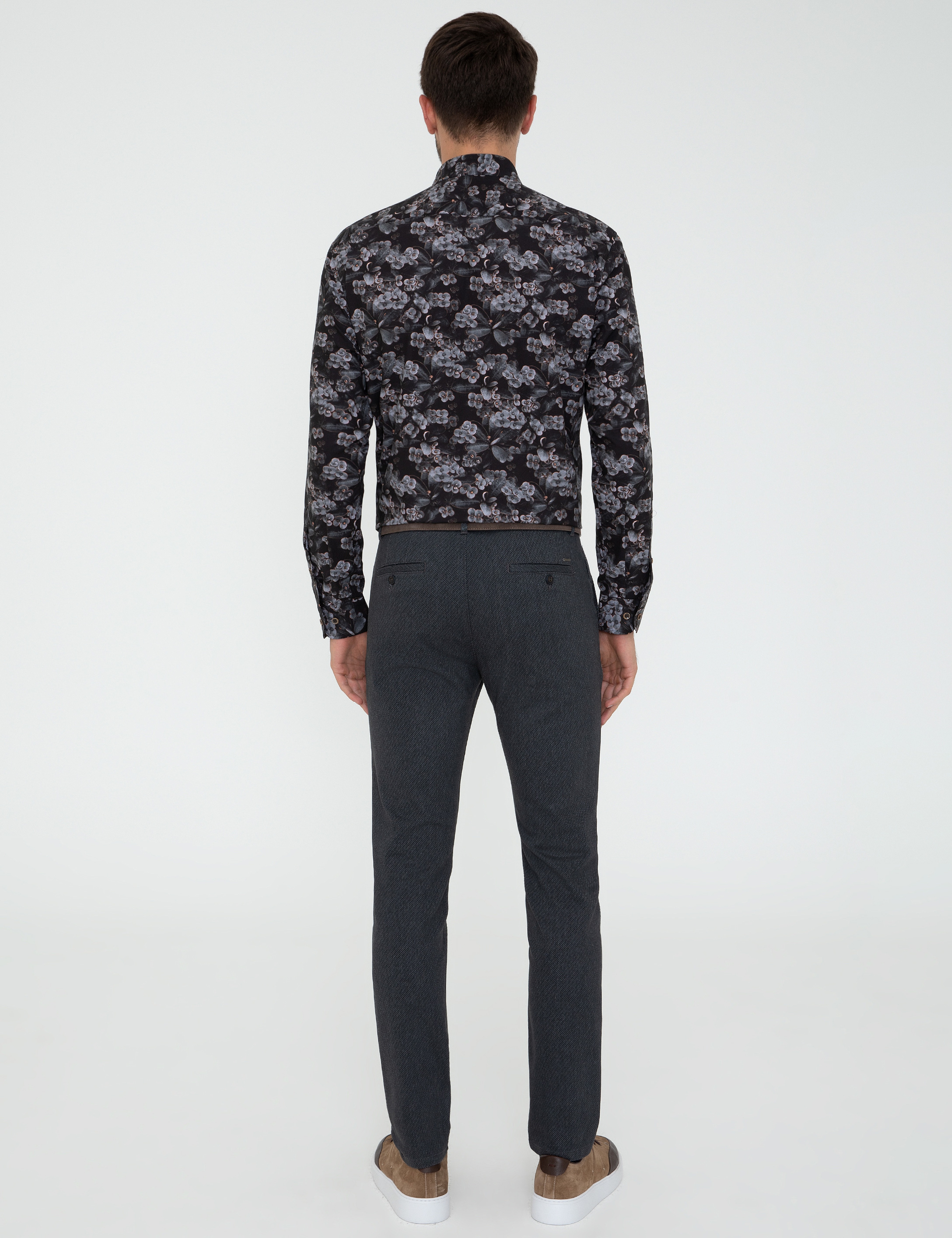 Lacivert Slim Fit Kanvas Pantolon