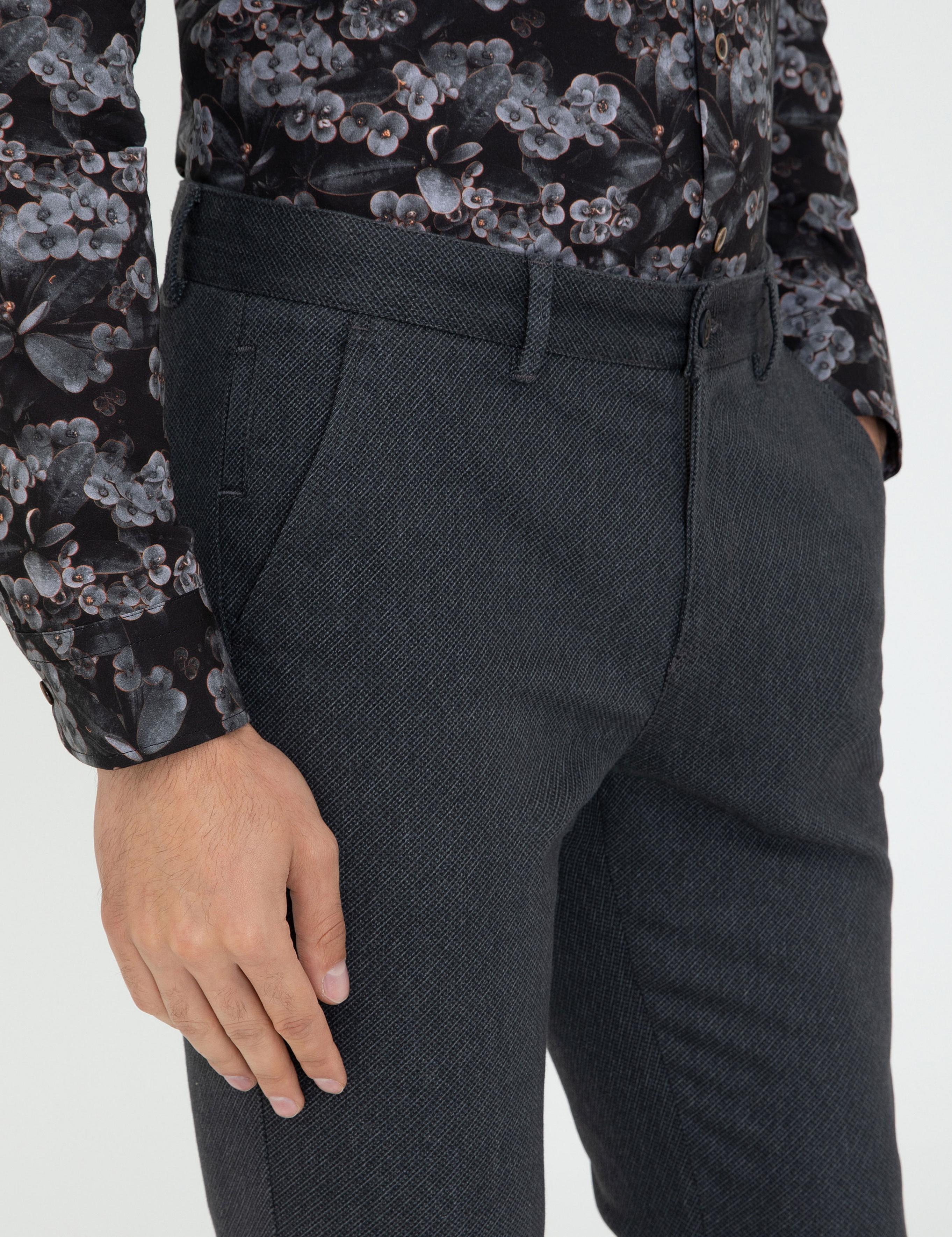 Lacivert Slim Fit Kanvas Pantolon