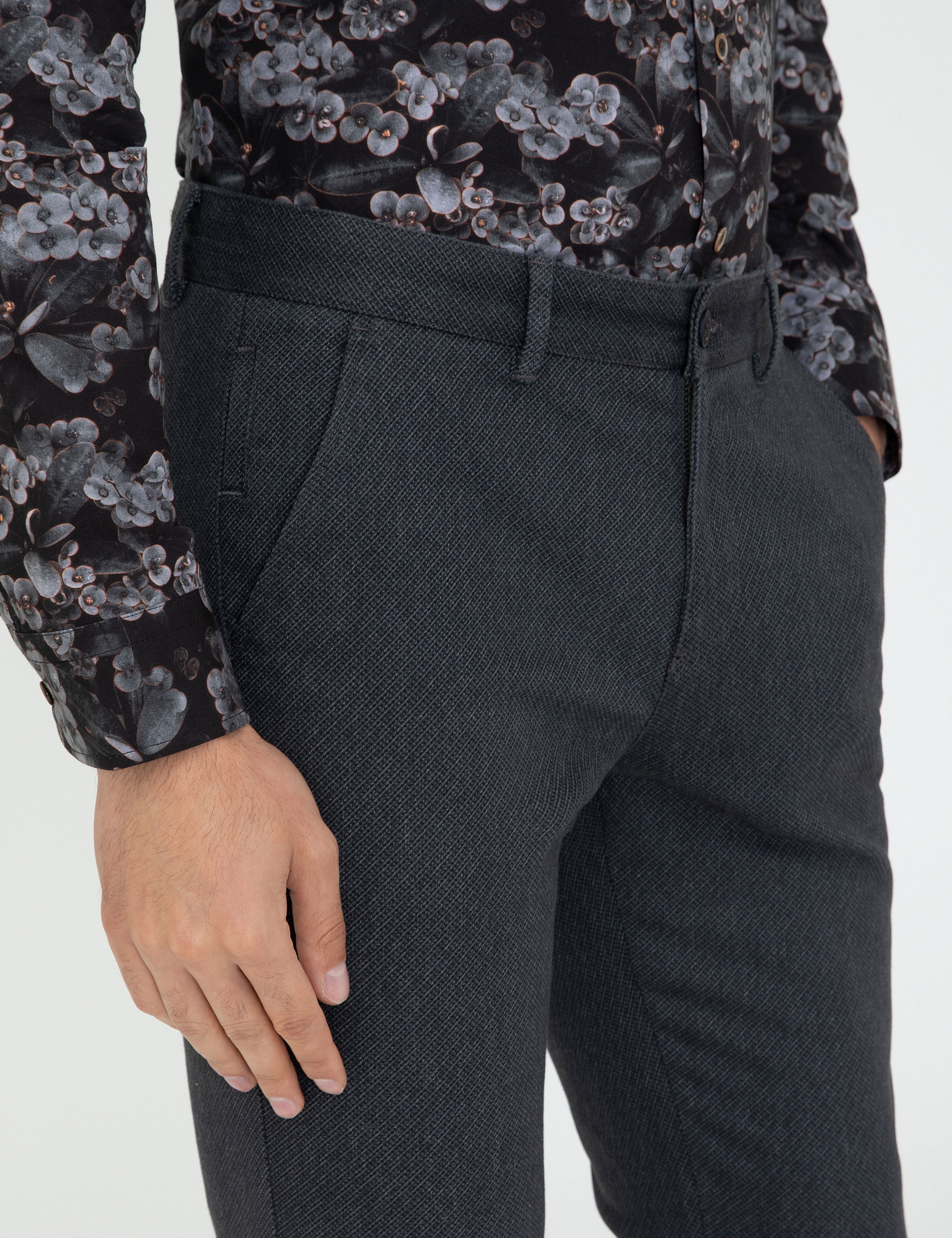 Lacivert Slim Fit Kanvas Pantolon - Image 4