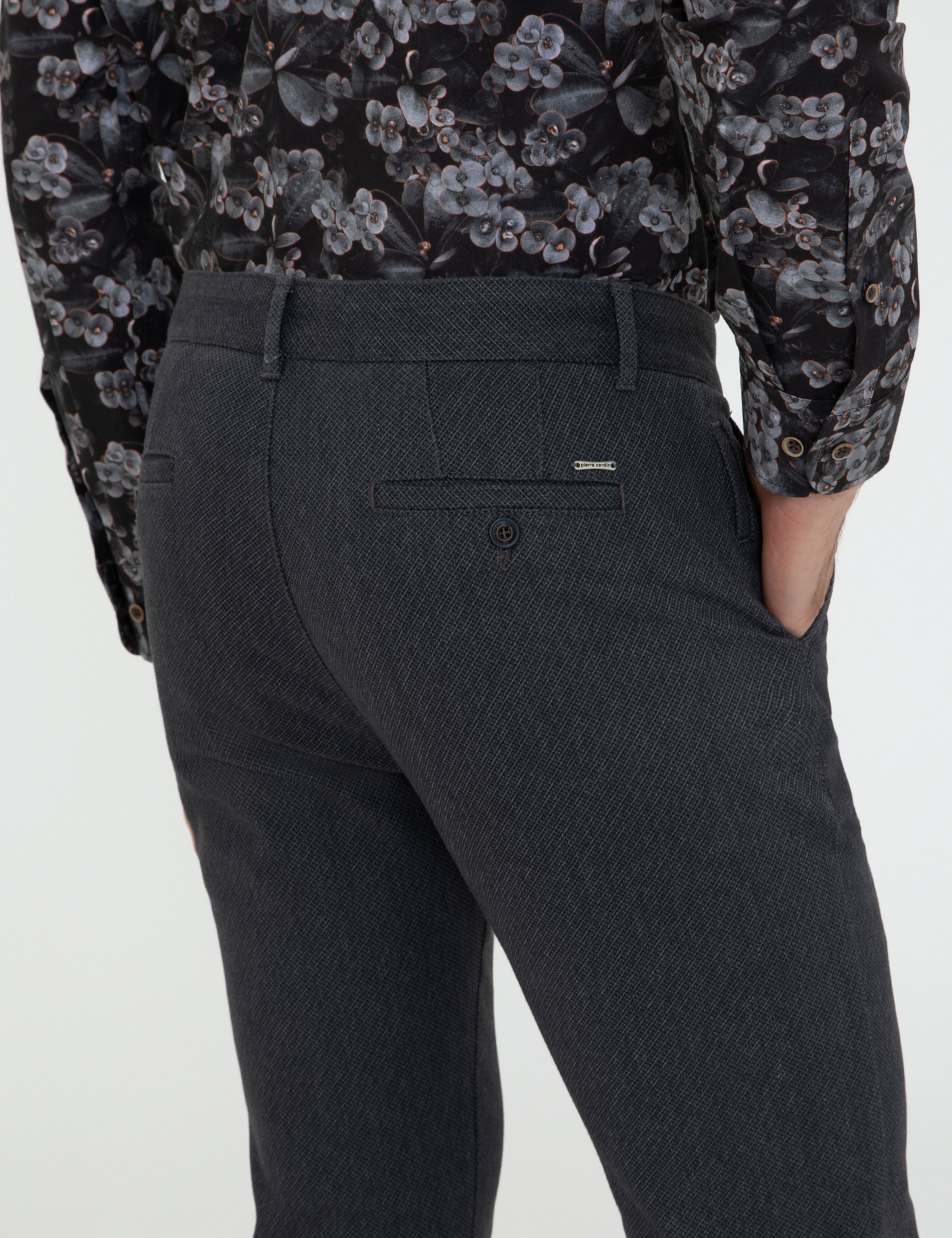 Lacivert Slim Fit Kanvas Pantolon