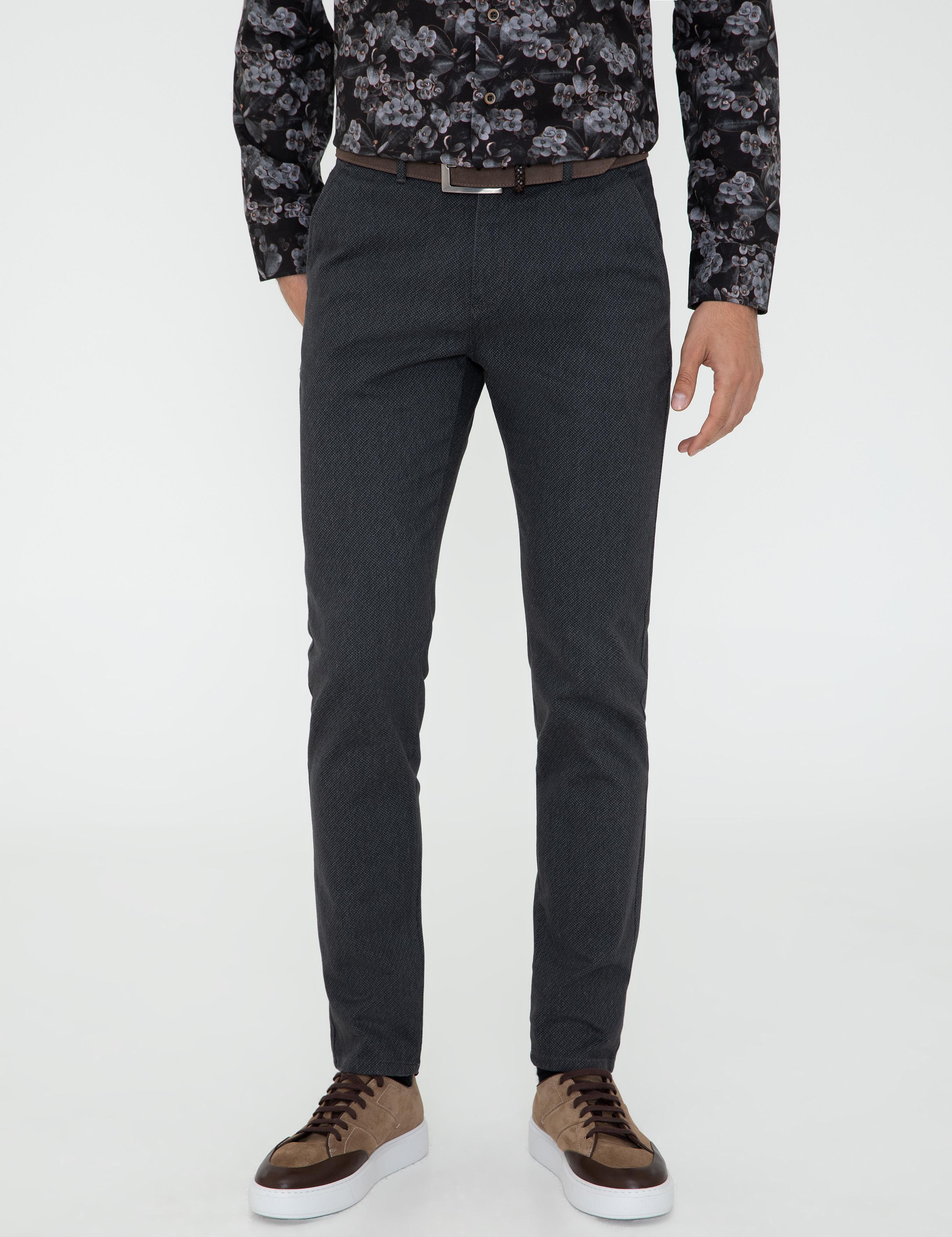 Lacivert Slim Fit Kanvas Pantolon