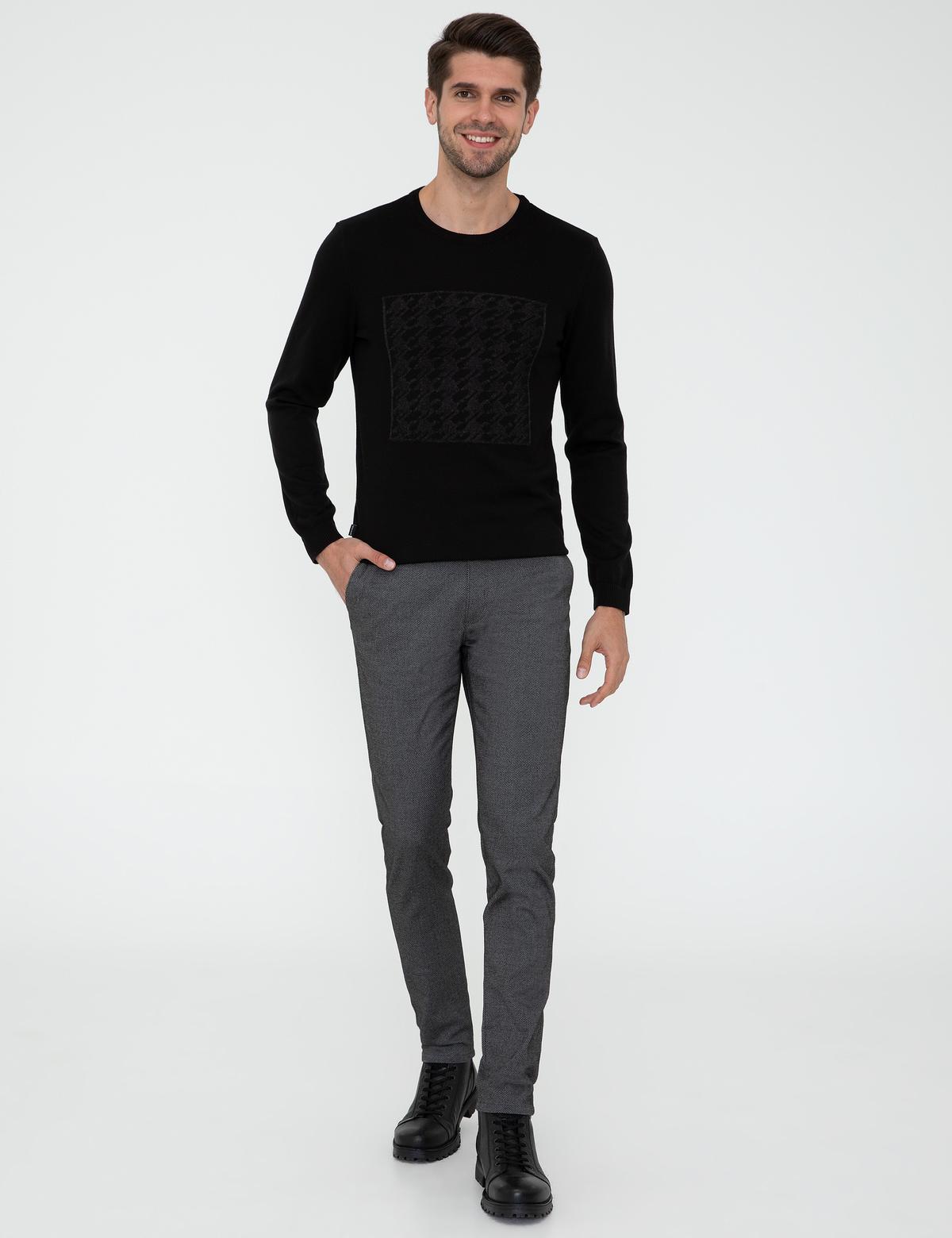 Siyah Bisiklet Yaka Triko Kazak - 50241396021