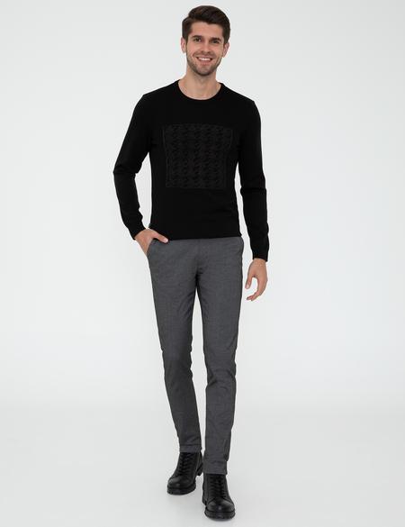 Siyah Bisiklet Yaka Triko Kazak - 50241396021