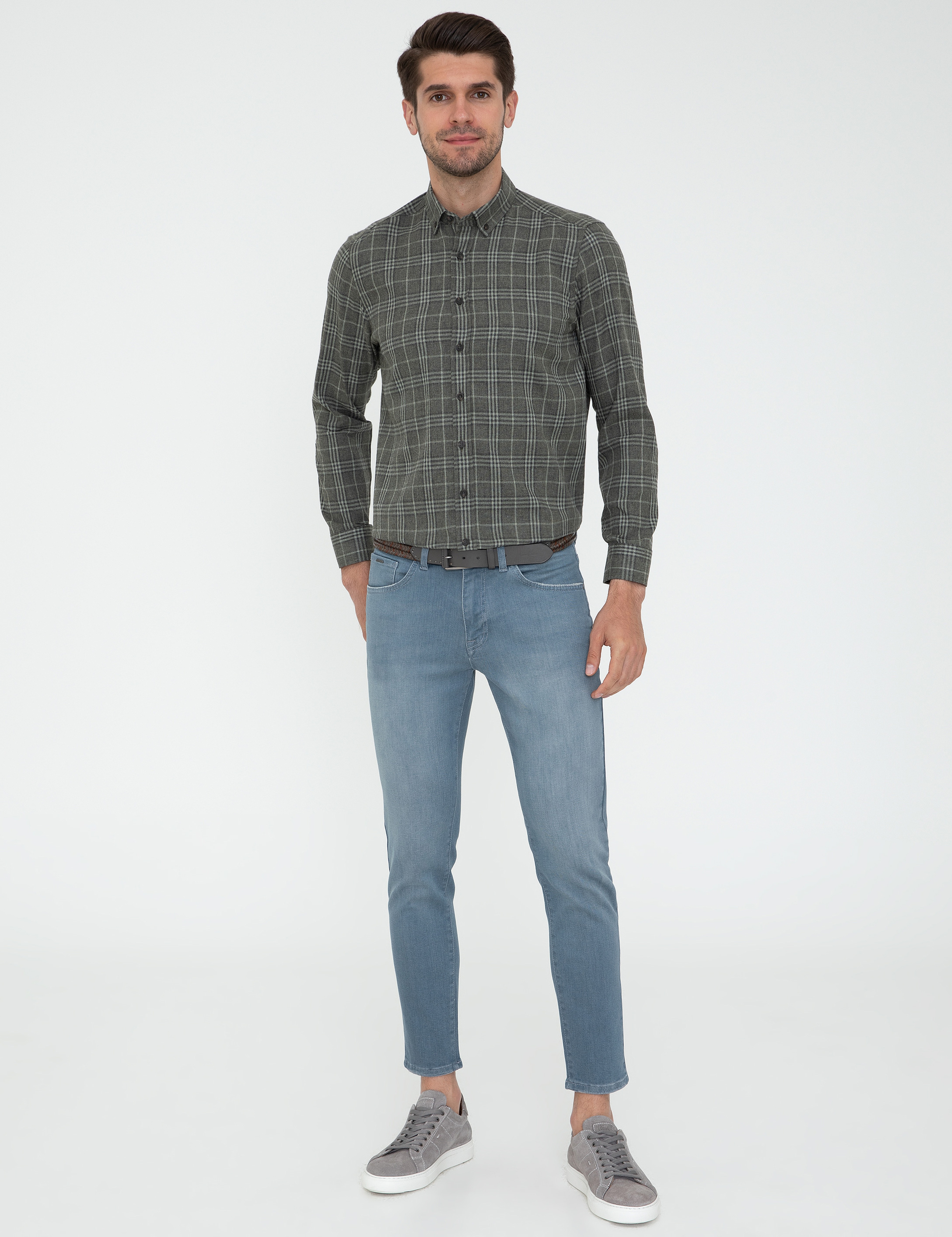 Haki Regular Fit Uzun Kollu Gömlek - Image 4