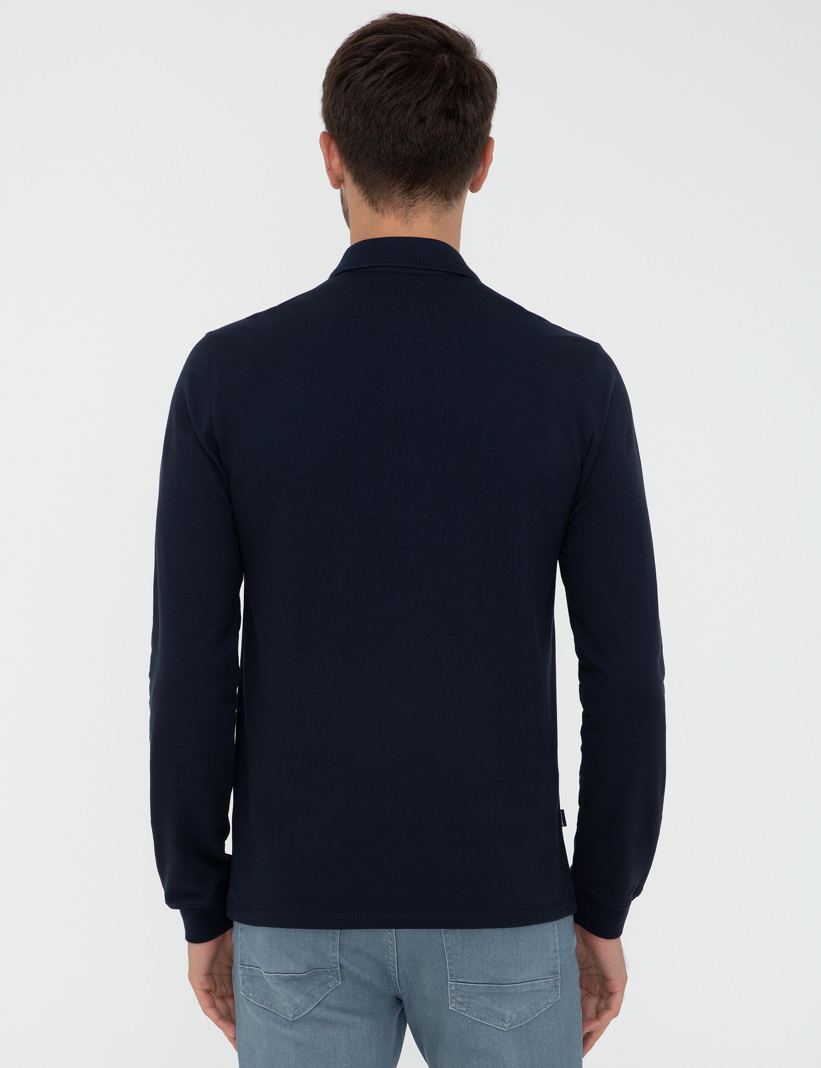 Lacivert Slim Fit Basic Sweatshirt