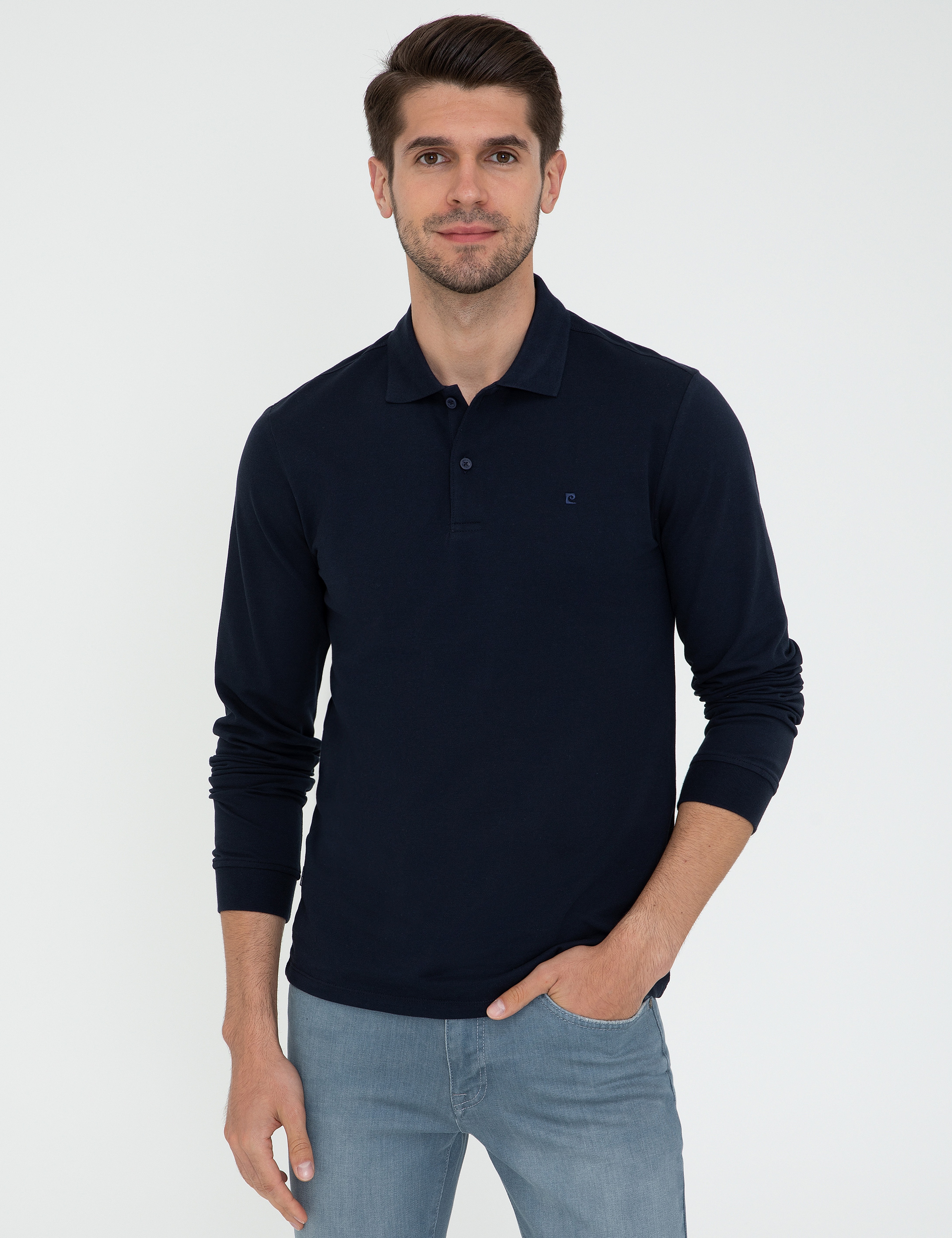 Lacivert Slim Fit Basic Sweatshirt - Image 1
