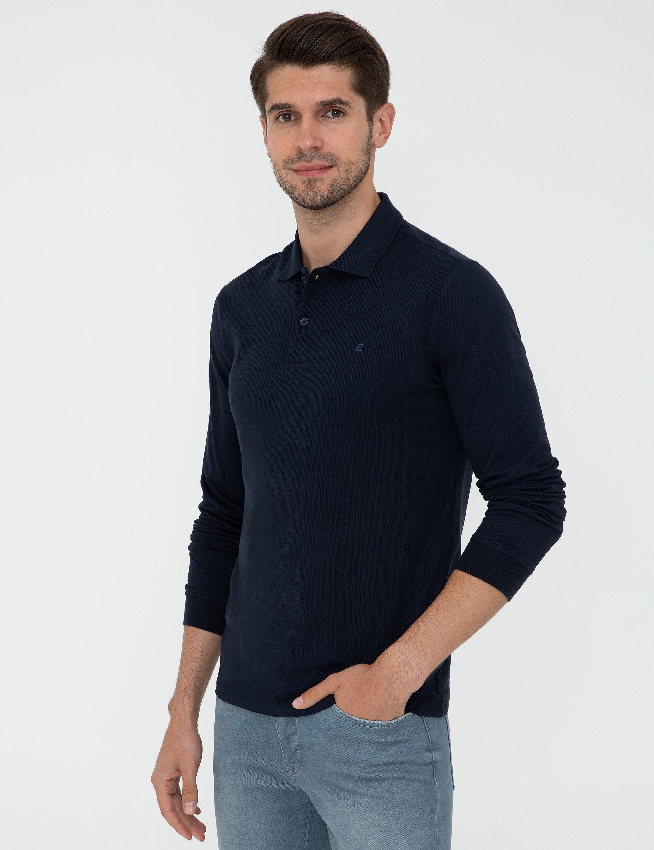 Lacivert Slim Fit Basic Sweatshirt