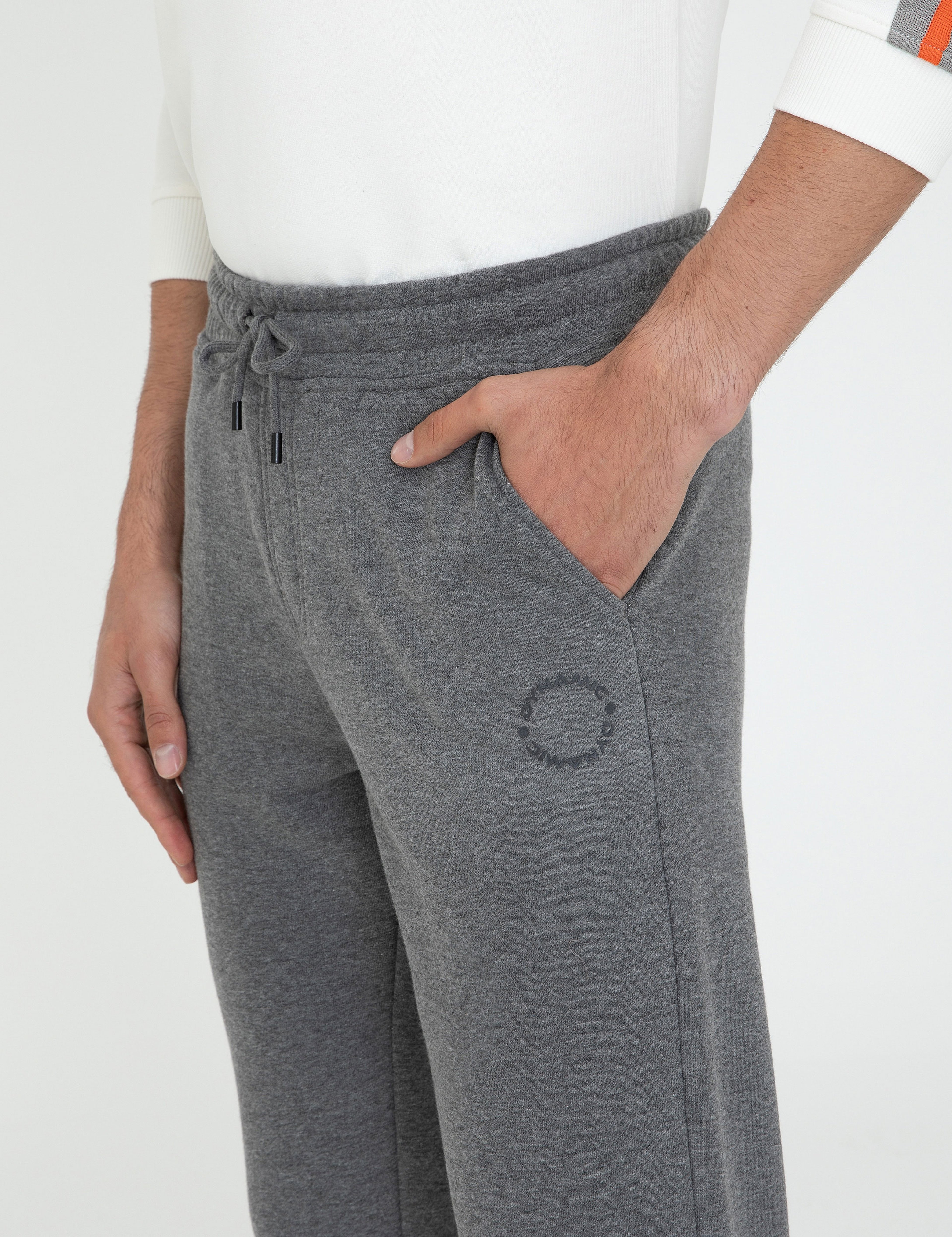 Antrasit Melanj Slim Fit Eşofman Altı - Image 5