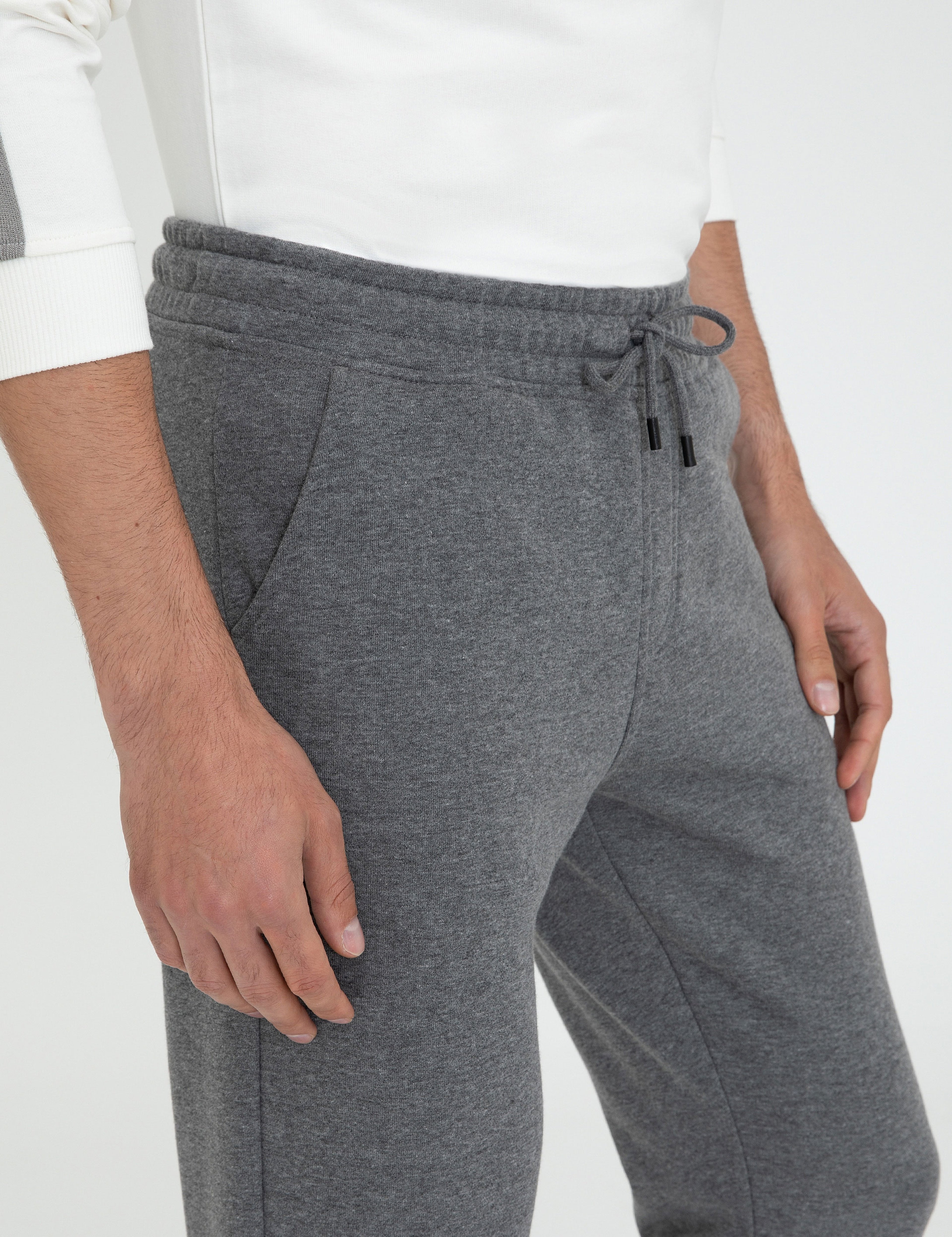 Antrasit Melanj Slim Fit Eşofman Altı - Image 4
