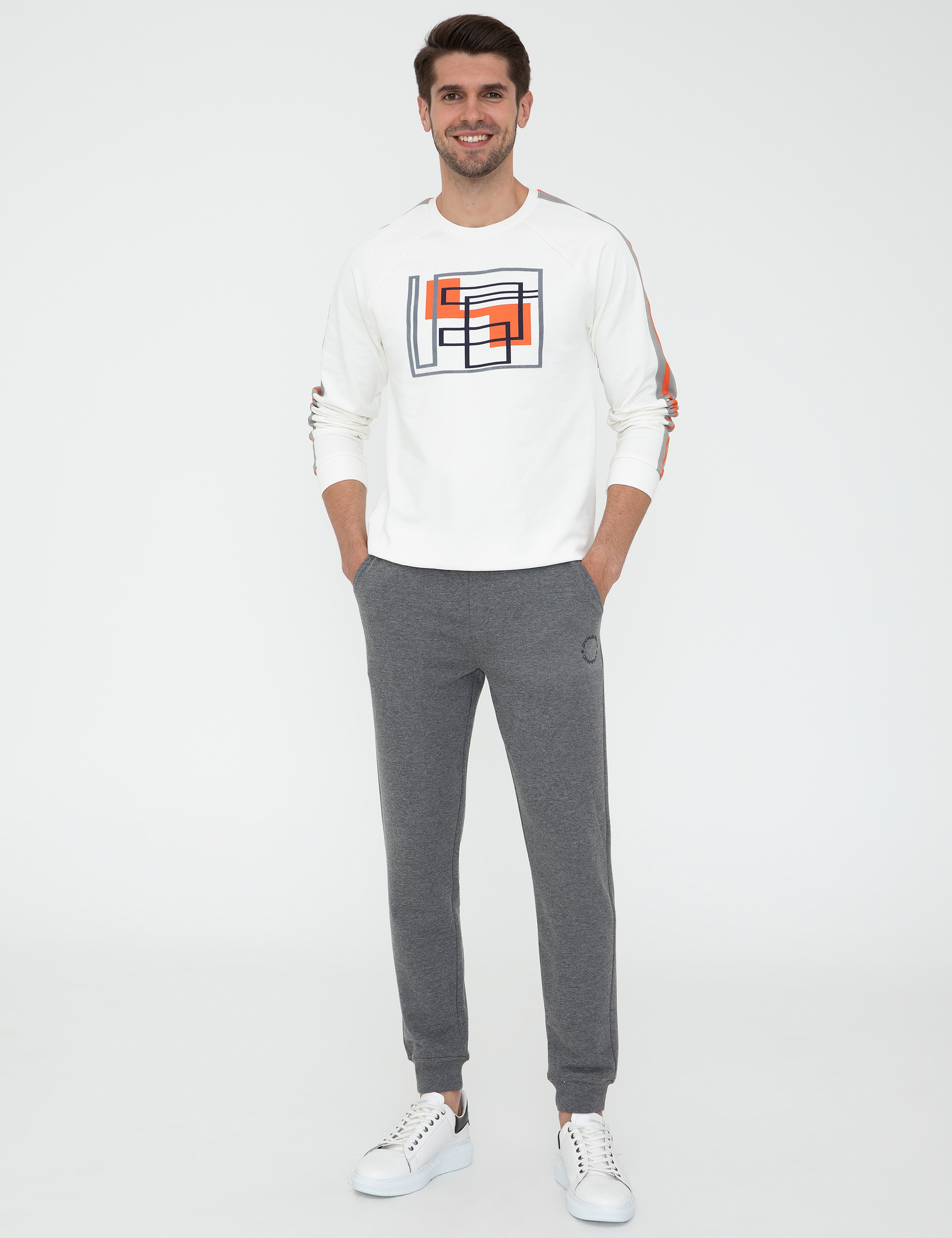 Antrasit Melanj Slim Fit Eşofman Altı - Image 1
