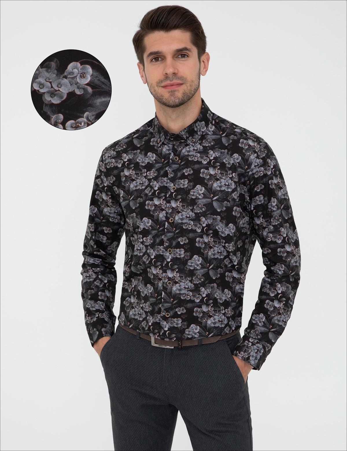 Siyah Regular Fit Uzun Kollu Gömlek