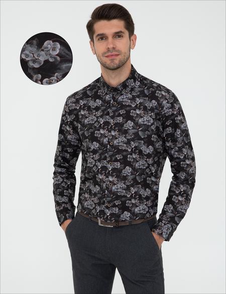 Siyah Regular Fit Uzun Kollu Gömlek - 50238741001