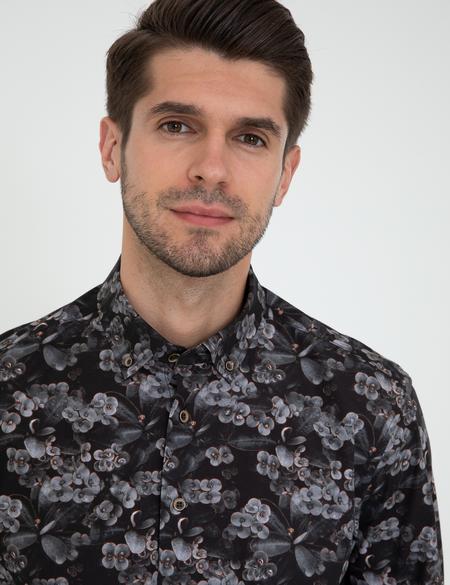 Siyah Regular Fit Uzun Kollu Gömlek - 50238741001