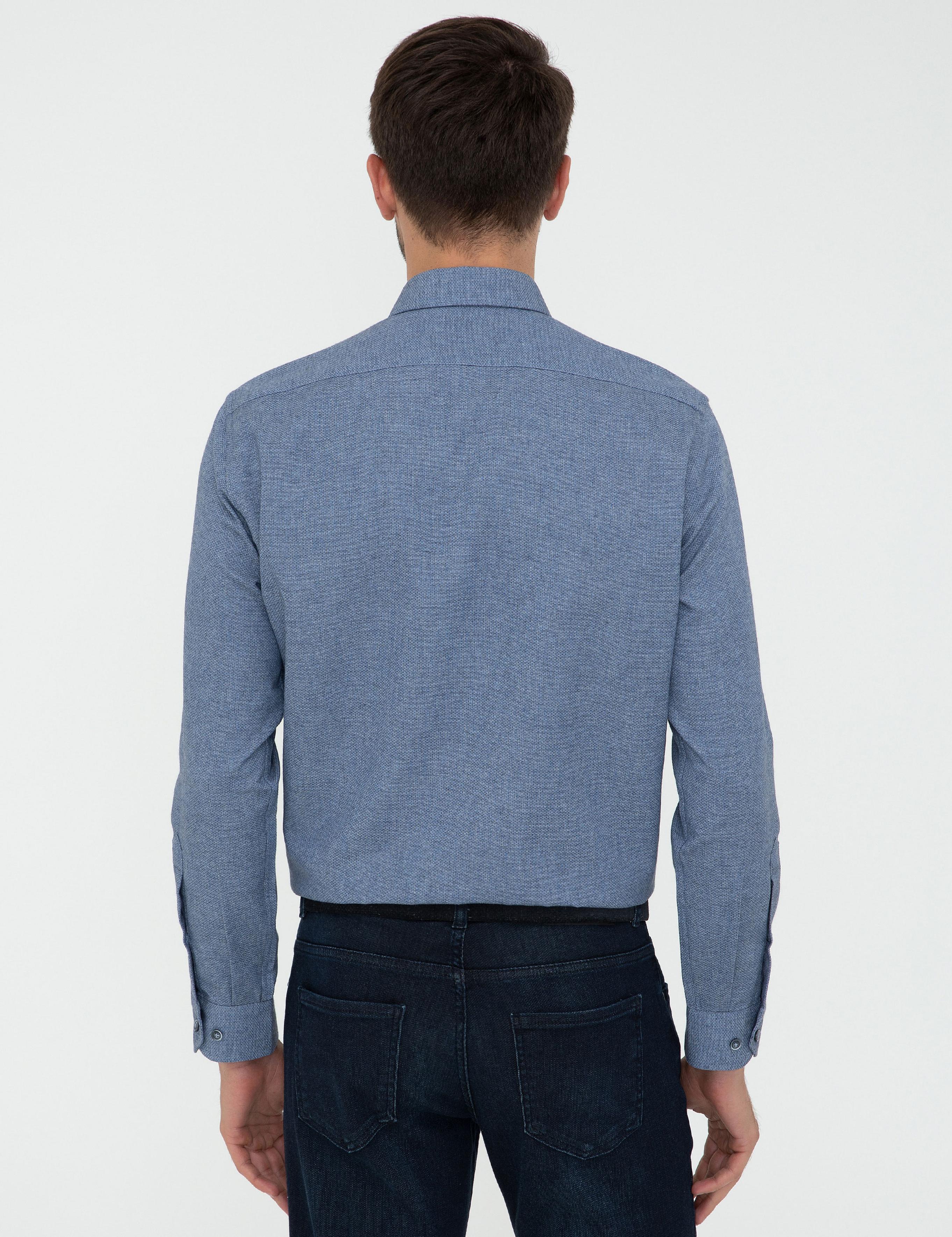 Mavi Slim Fit Uzun Kollu Gömlek