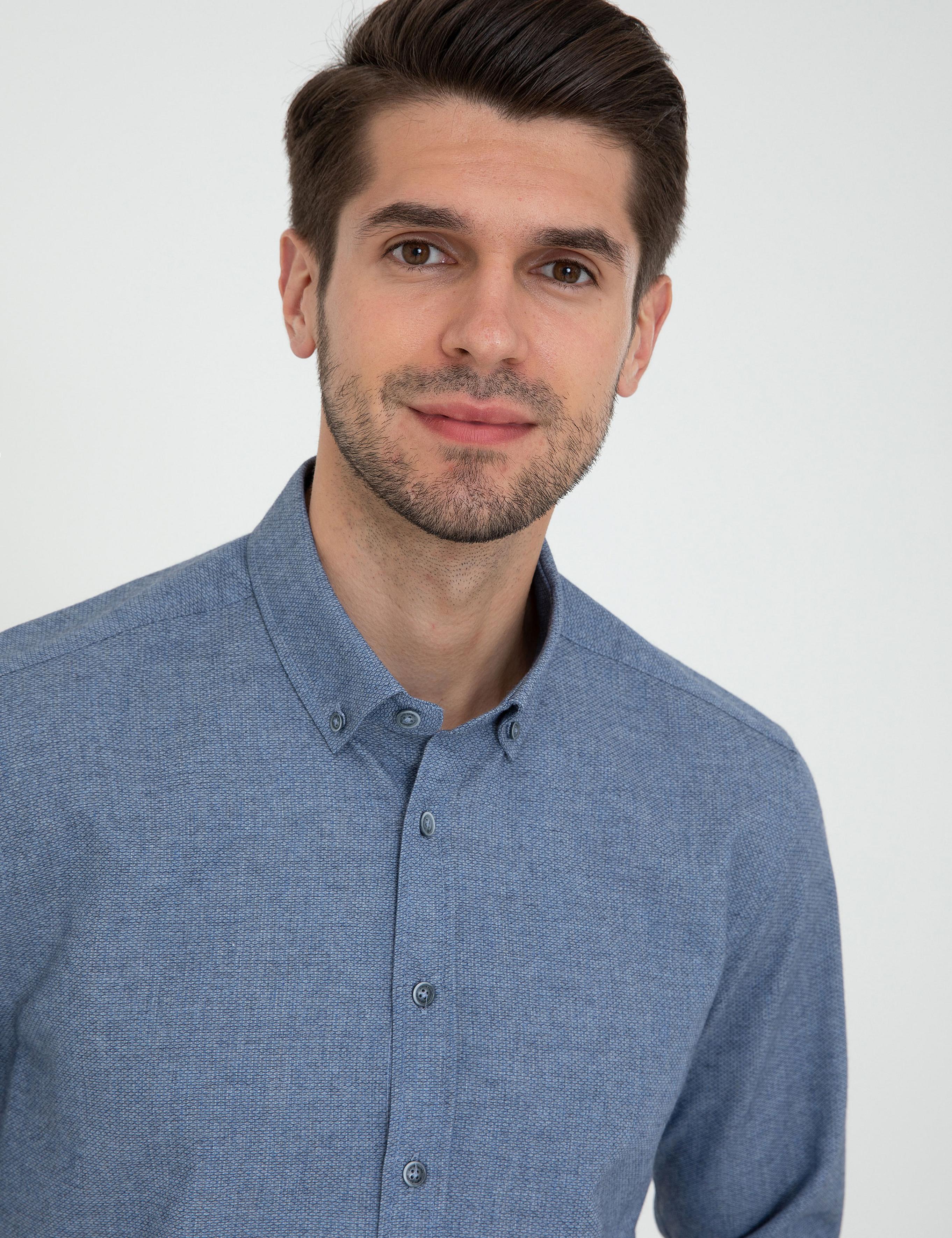 Mavi Slim Fit Uzun Kollu Gömlek