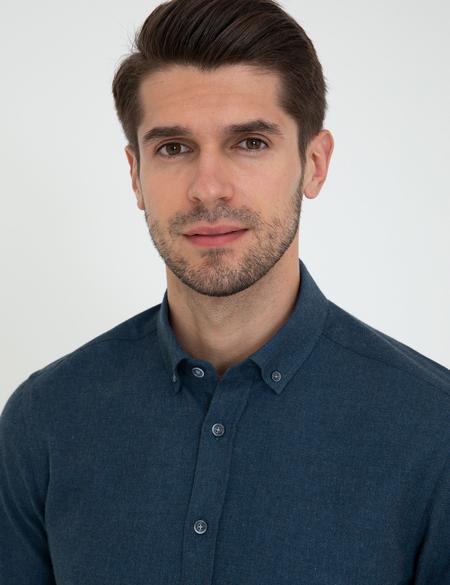 Petrol Slim Fit Uzun Kollu Gömlek - 50238794064