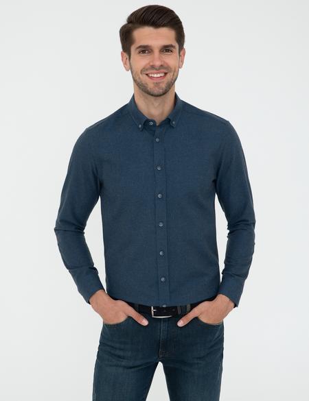 Petrol Slim Fit Uzun Kollu Gömlek - 50238794064