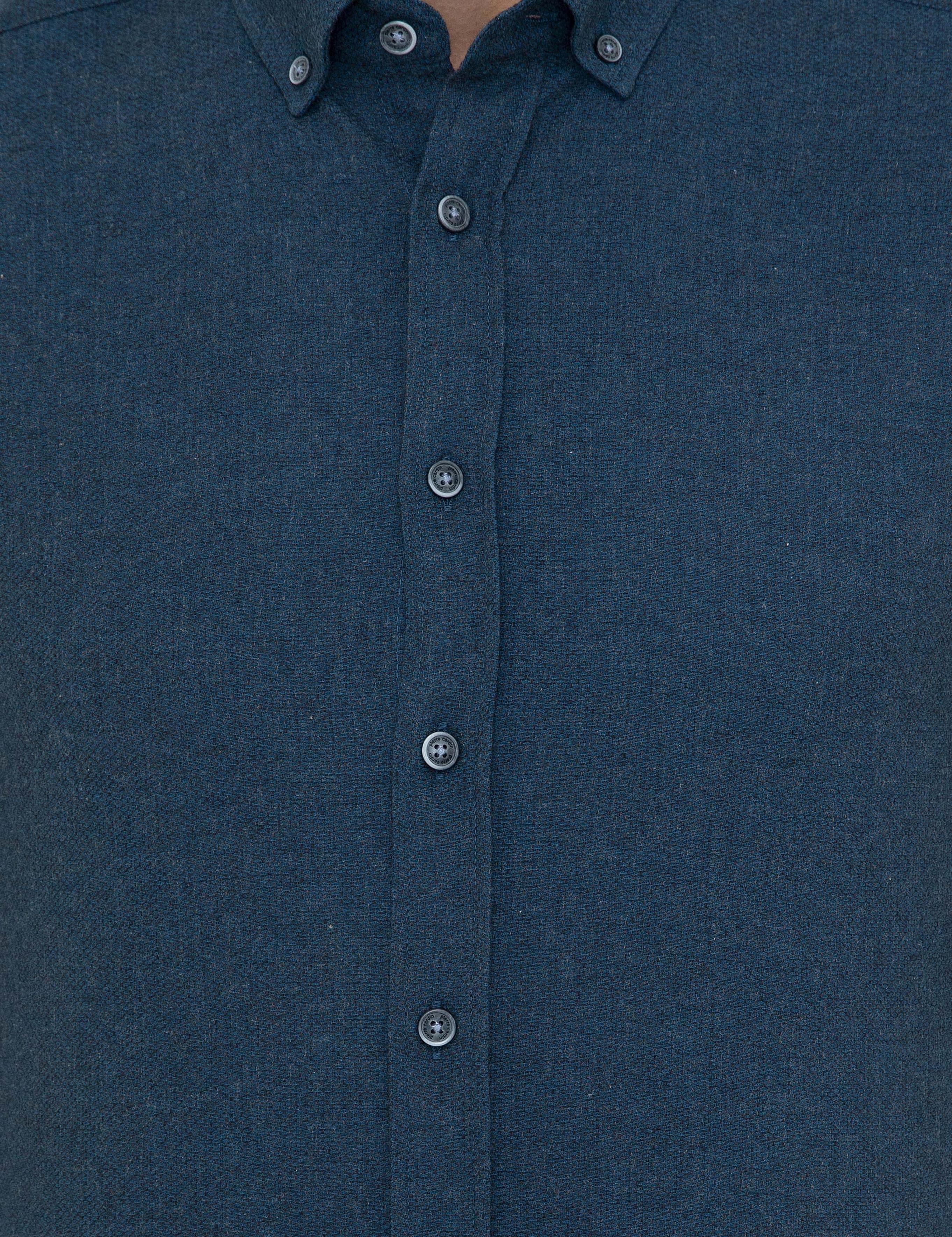 Petrol Slim Fit Uzun Kollu Gömlek